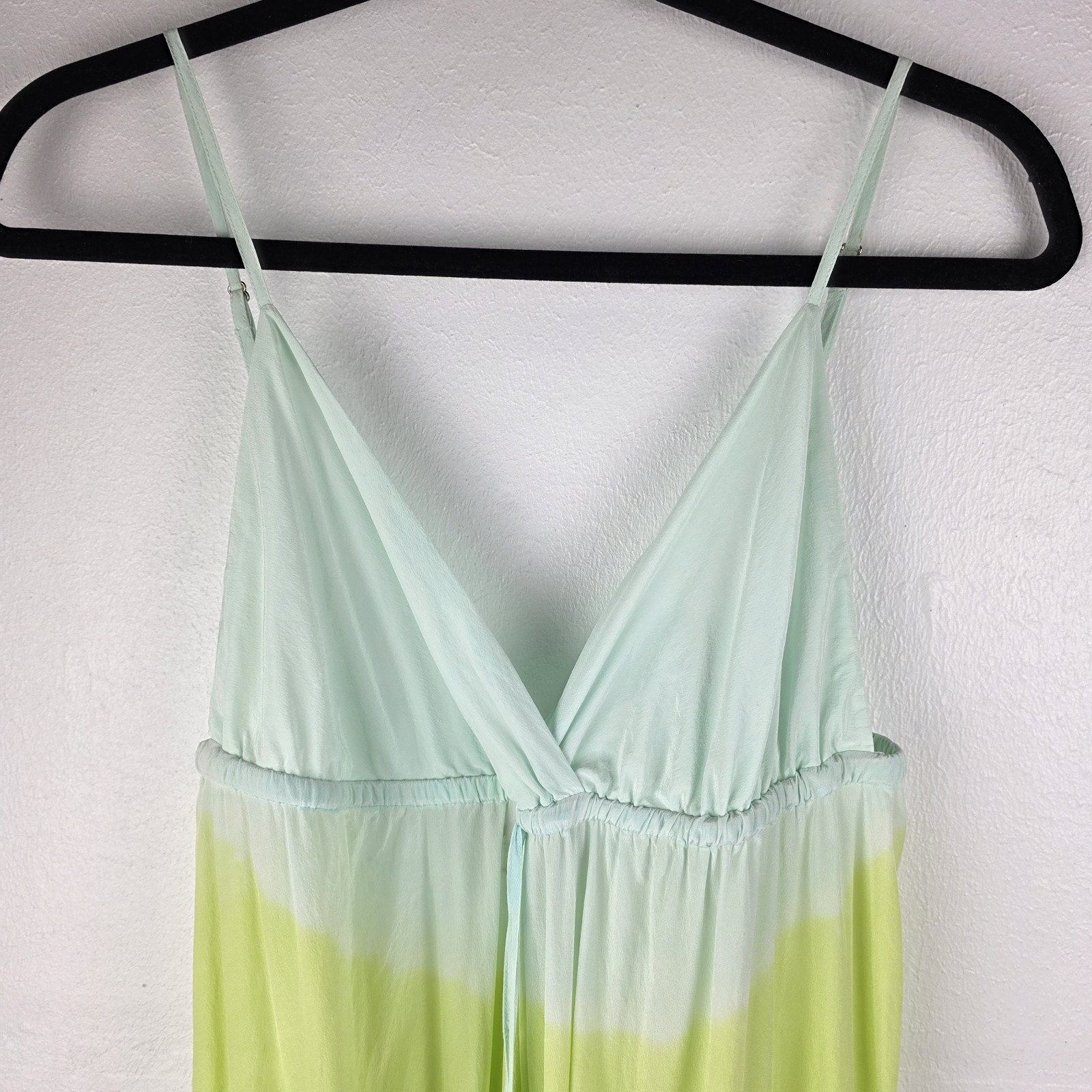 Gypsy 05 100% Silk Mint Green Tie Dye Maxi Sundress M Boho Beachy Resort Wear
