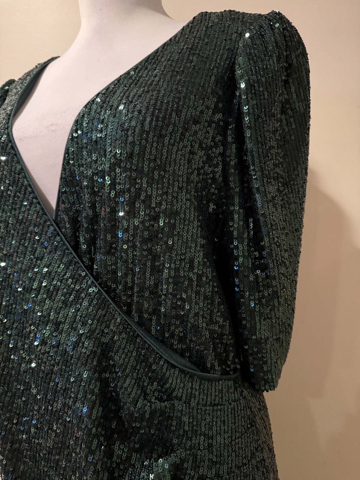 CALVIN KLEIN Womens All Over Full Sequin Green Evening Occasion Dress – Sz 10