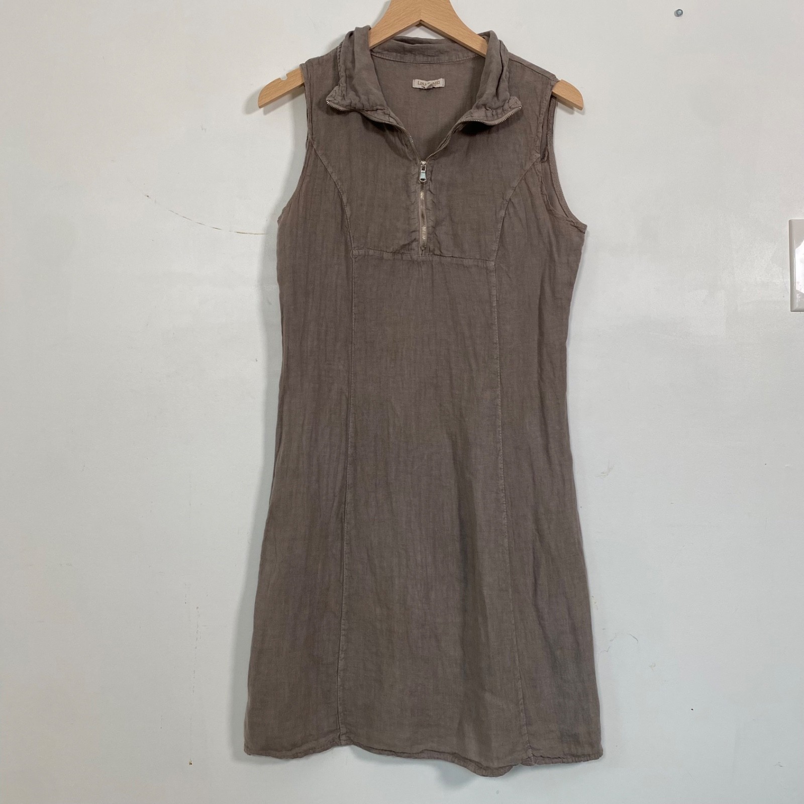 Lina Tomei Women 100% Linen Dress Size S Made in Italy Beach Coastal Boho Resort