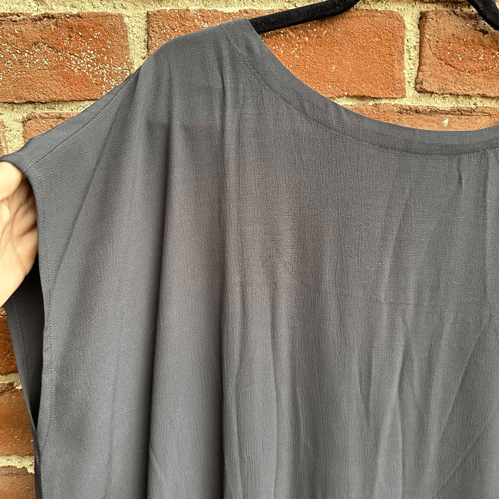 Eileen Fisher $248 Charcoal Gray Bateau Neck Midi Tunic Dress Tencel Lyocell 2X
