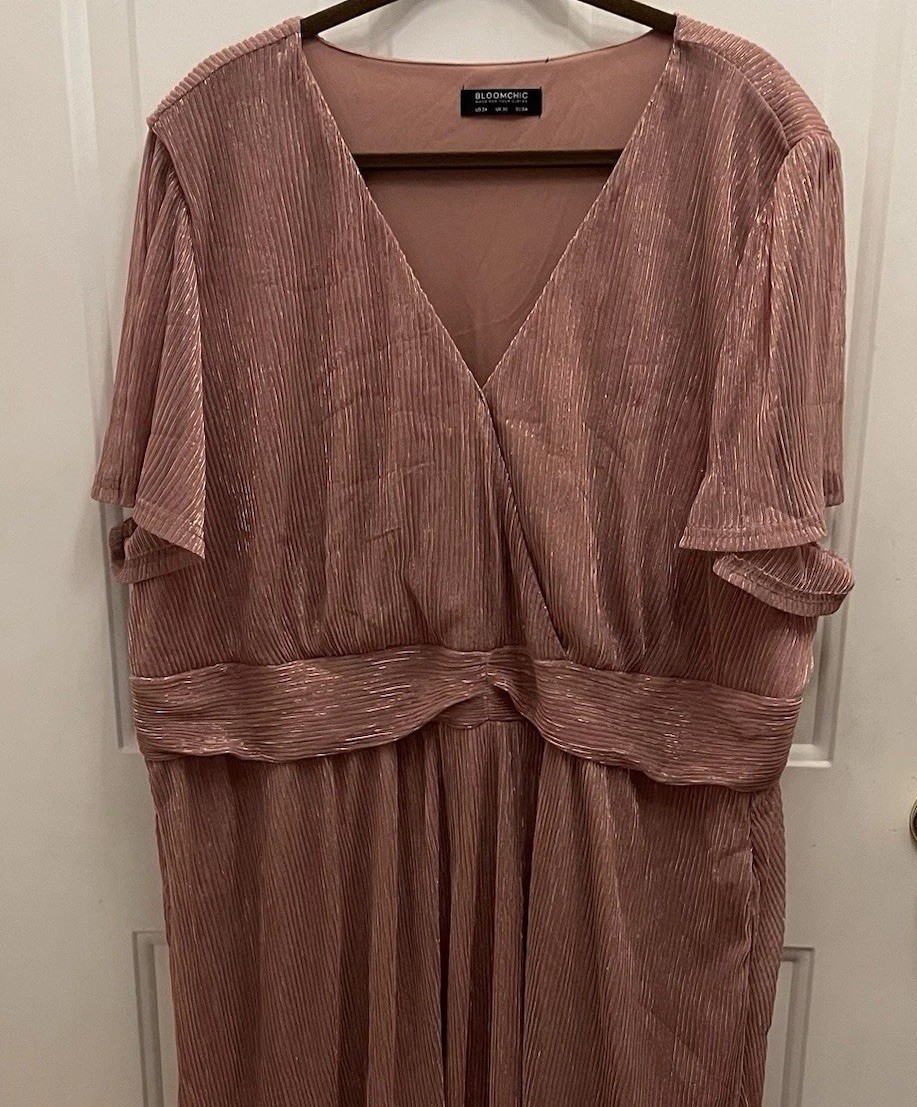 Bloomchic Dusty Rose Glitter Shimmer Midi Dress Womens 26 Party Wedding Gown