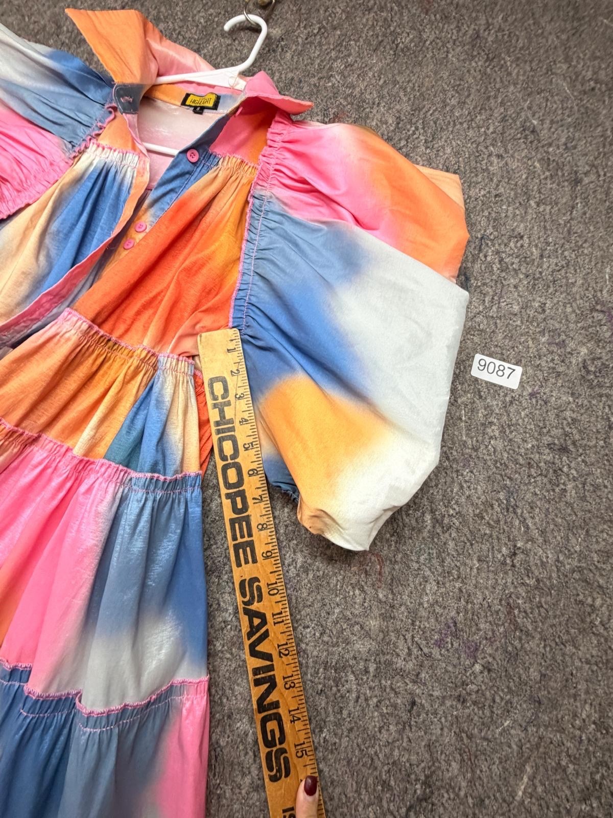 Love Highlight Dress Tie Dye Dramatic Balloon Sleeves Size S