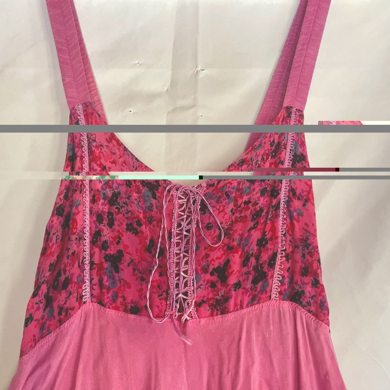 Boho Indie Festival Tank Sun Dress Small Asymmetric Hem Tie Lace Up Front Dye