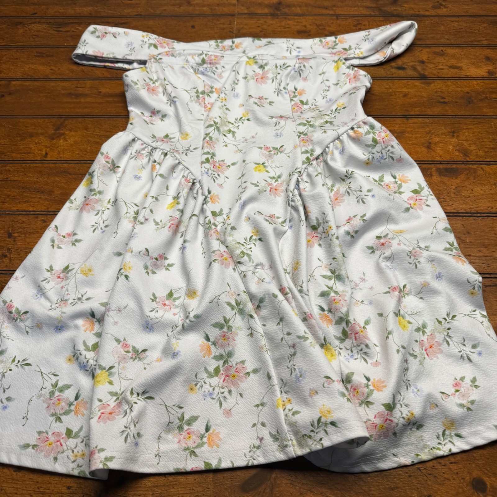 SHEIN Curve Floral Off The Shoulder Mini Dress White Pink Yellow Blue 0XL
