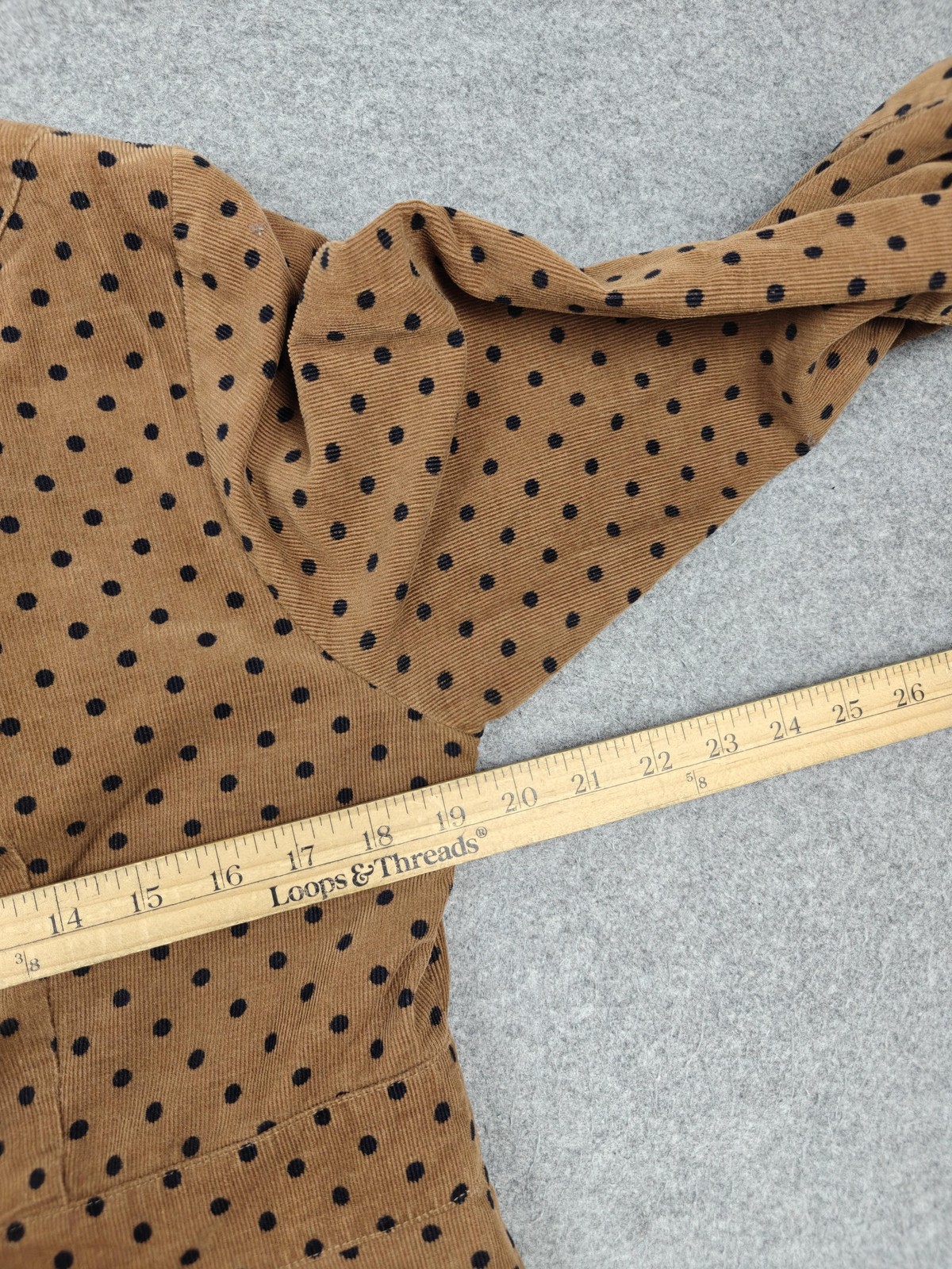 Boden Dress Womens 10L Tall Brown Polka Dot Corduroy Fit & Flare 3/4 Sleeve