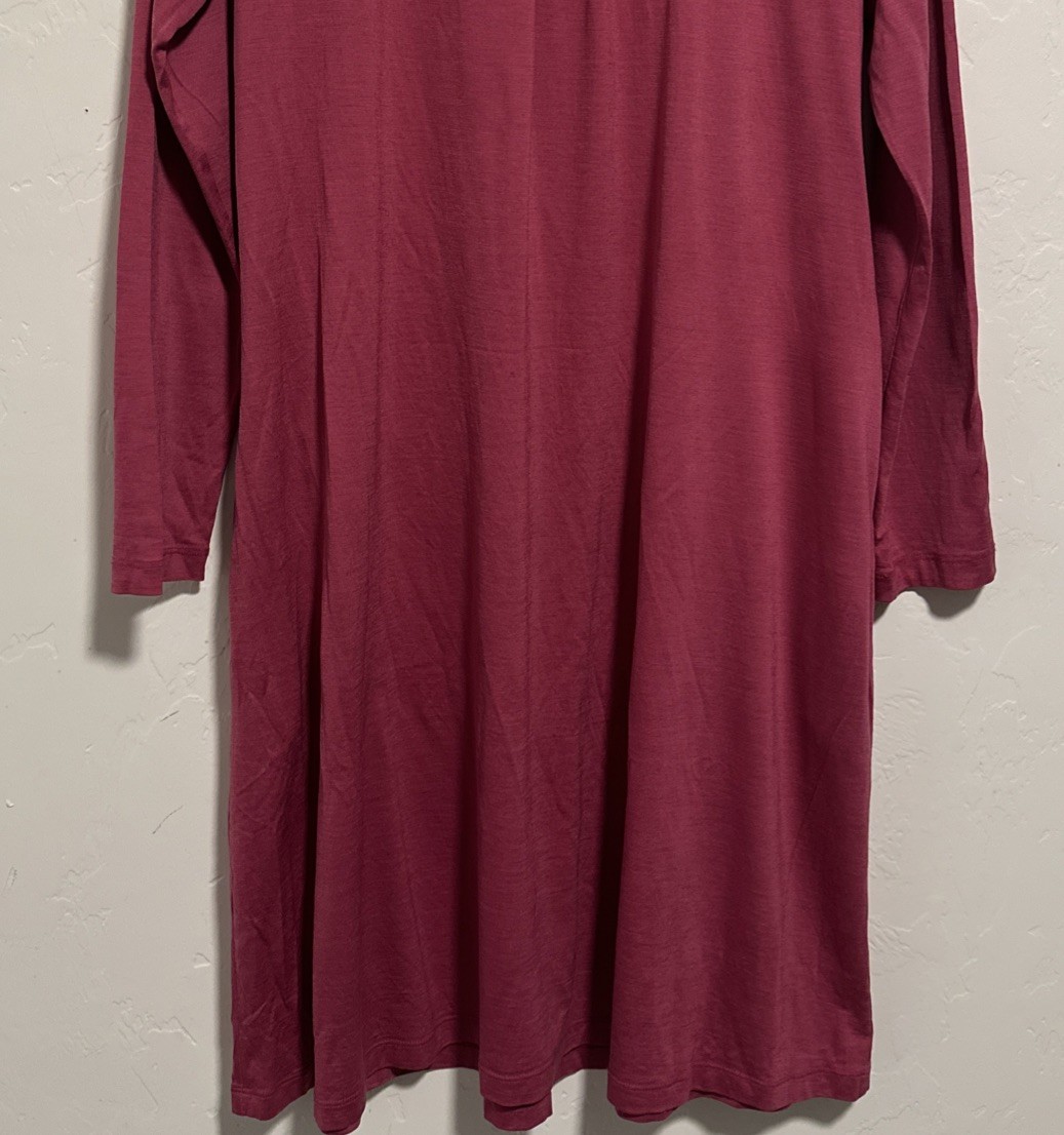 Wool& Wooland Dress Berry Pink Rowena Swing Dress Long Sleeve Merino L- Long