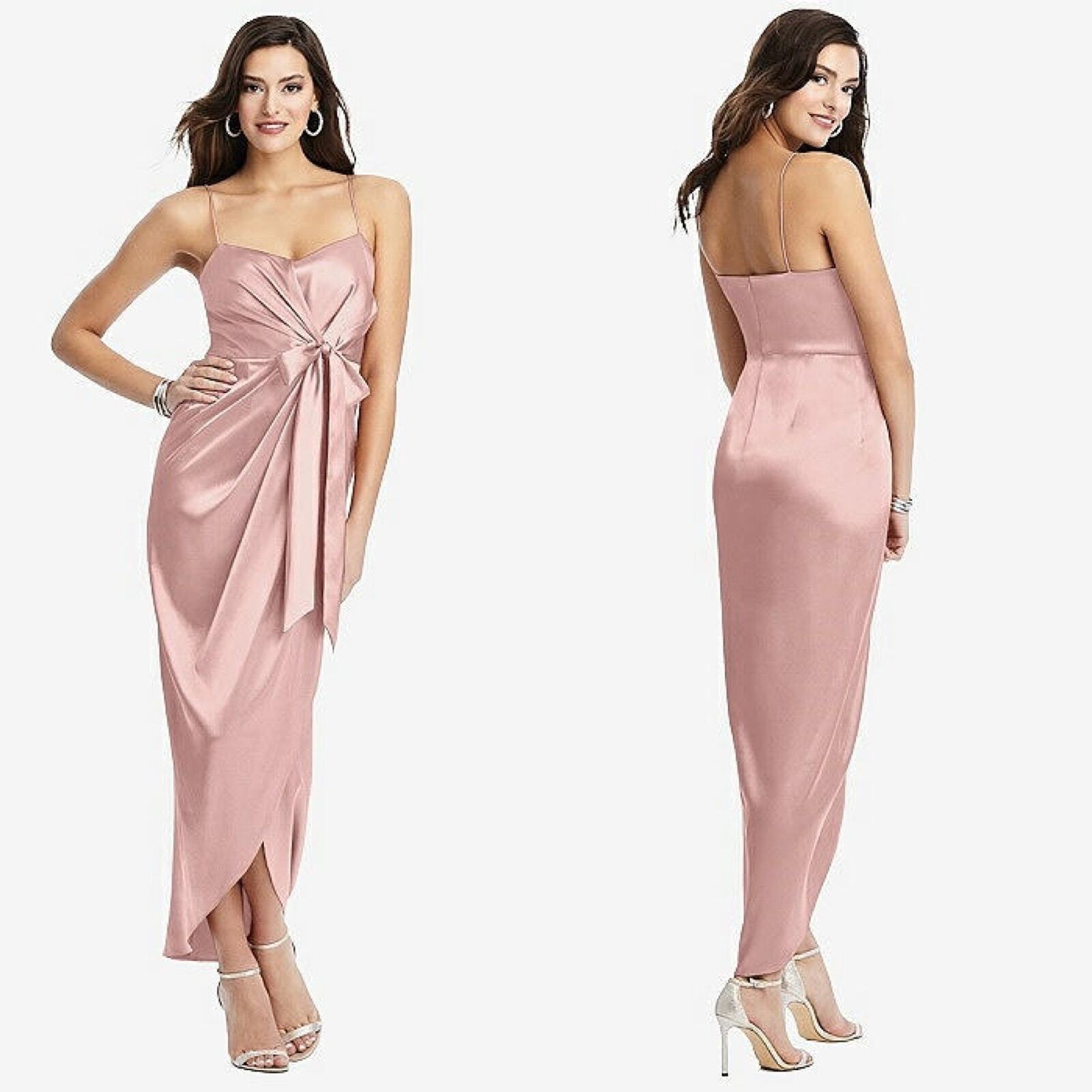 AFTER SIX FAUX WRAP MIDI DRESS TULIP SKIRT Desert ROSE 6828 Size 6 Formal Guest