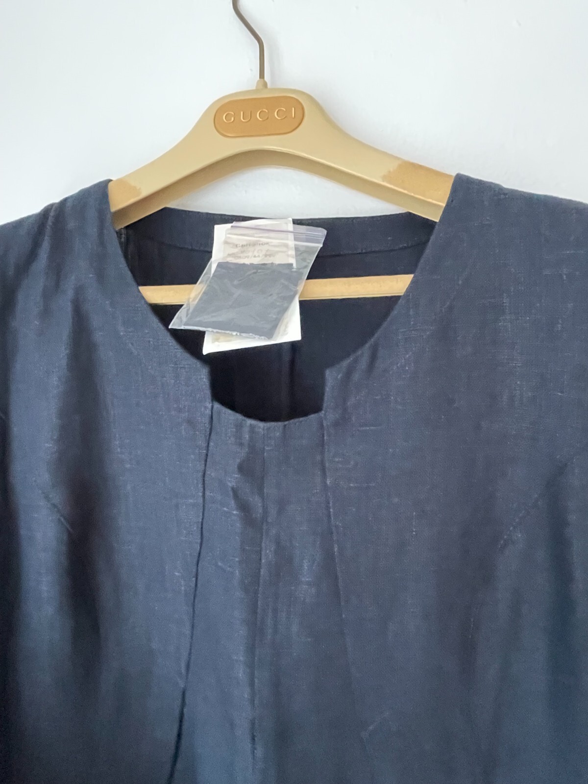 NWT Ukrainian Linen Gallery Linen Navy Blue Embroidered Dress Sz EU44 / Medium
