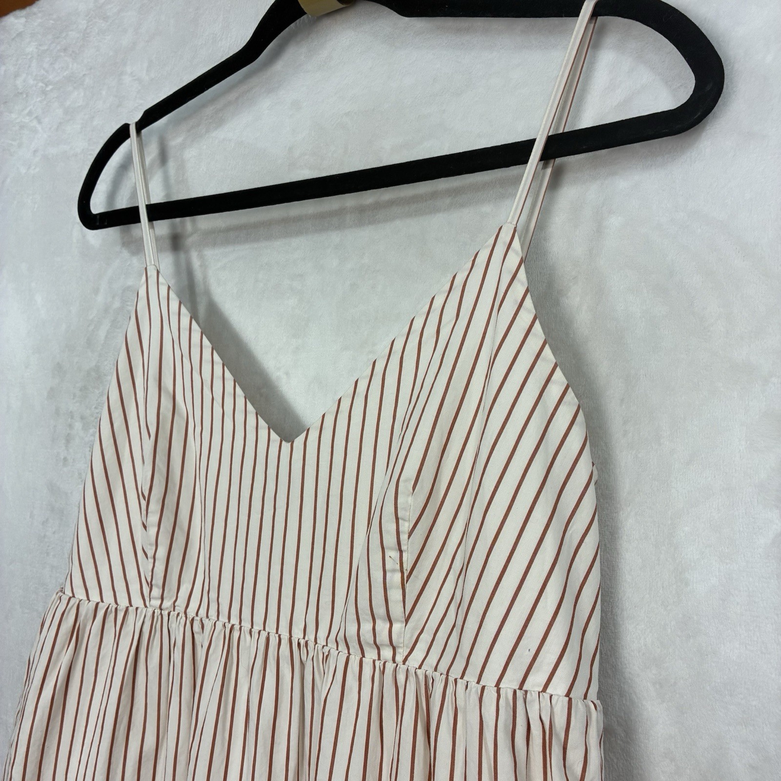 Quince Organic Cotton Sleeveless Maxi Dress S Empire Waist Striped Smocked Back