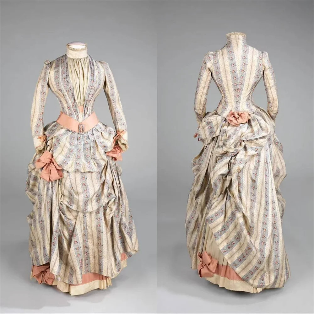 1880s Victorian Vintage Prom Dress Historical Bustle Classical Vintage Ball Gown