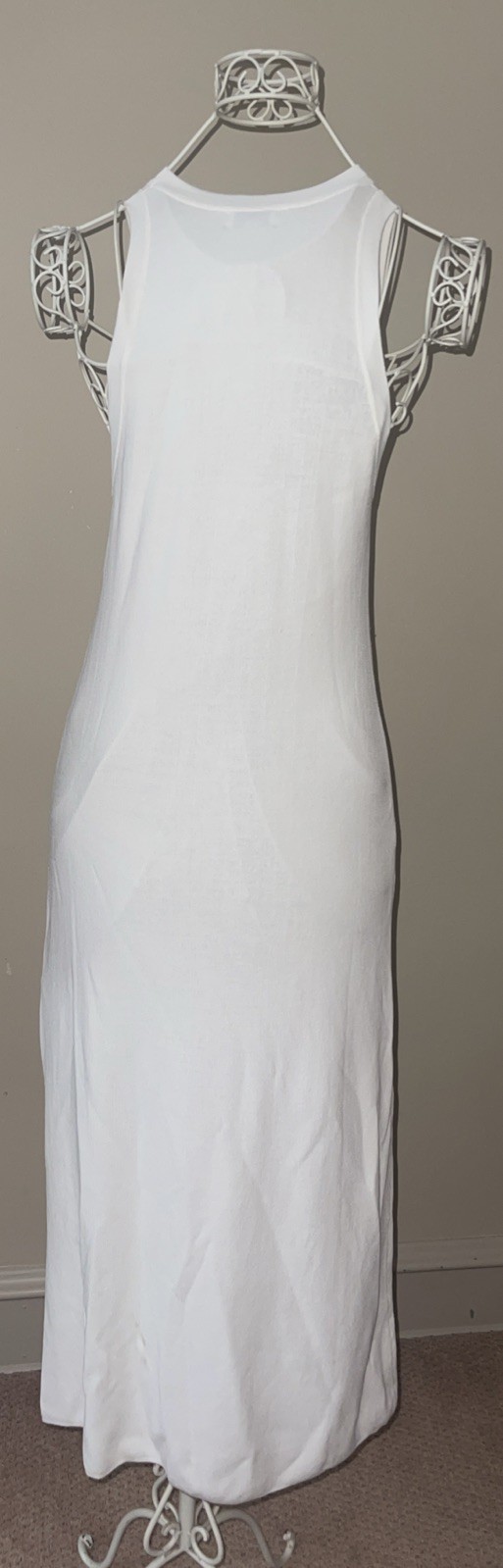 The Drop Gabriela High Neck Maxi Dress Side Slit Whisper White Viscose