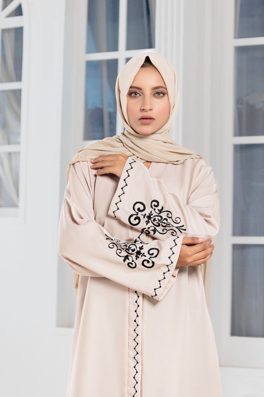 Modesty Duhr Abaya Front Open Nidah Fabric Hijab Included Moon Mist.Muslim Women