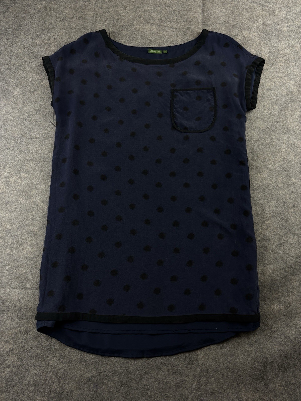 {tl} The Letter Women’s S 100% Silk Polka Dot Shift Shirt Mini Dress Preppy