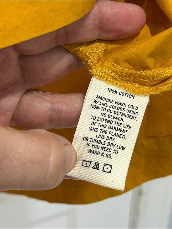 Alex Mill Rose Cotton Poplin Mini Dress in Golden Yellow – Size Small