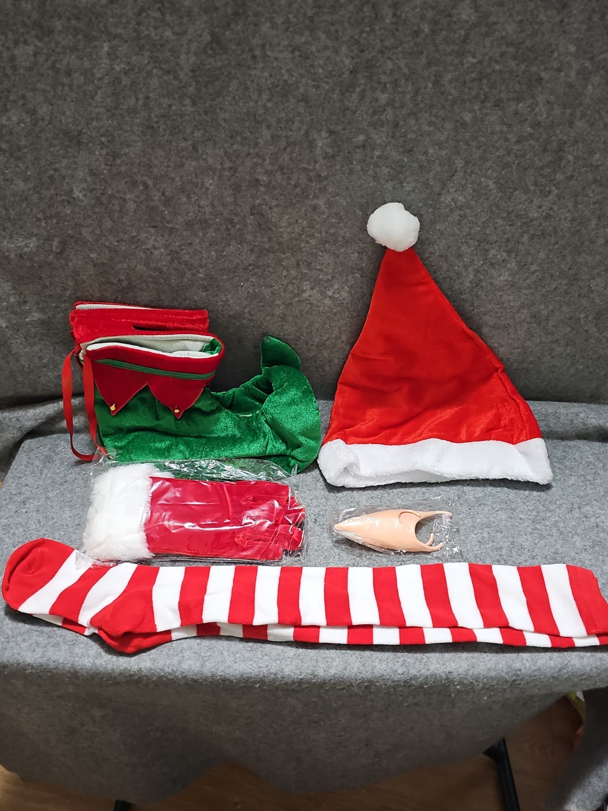 Elf Christmas Dress 3/4 Sleeves Knee Length Large Costume. Complete Outfit.