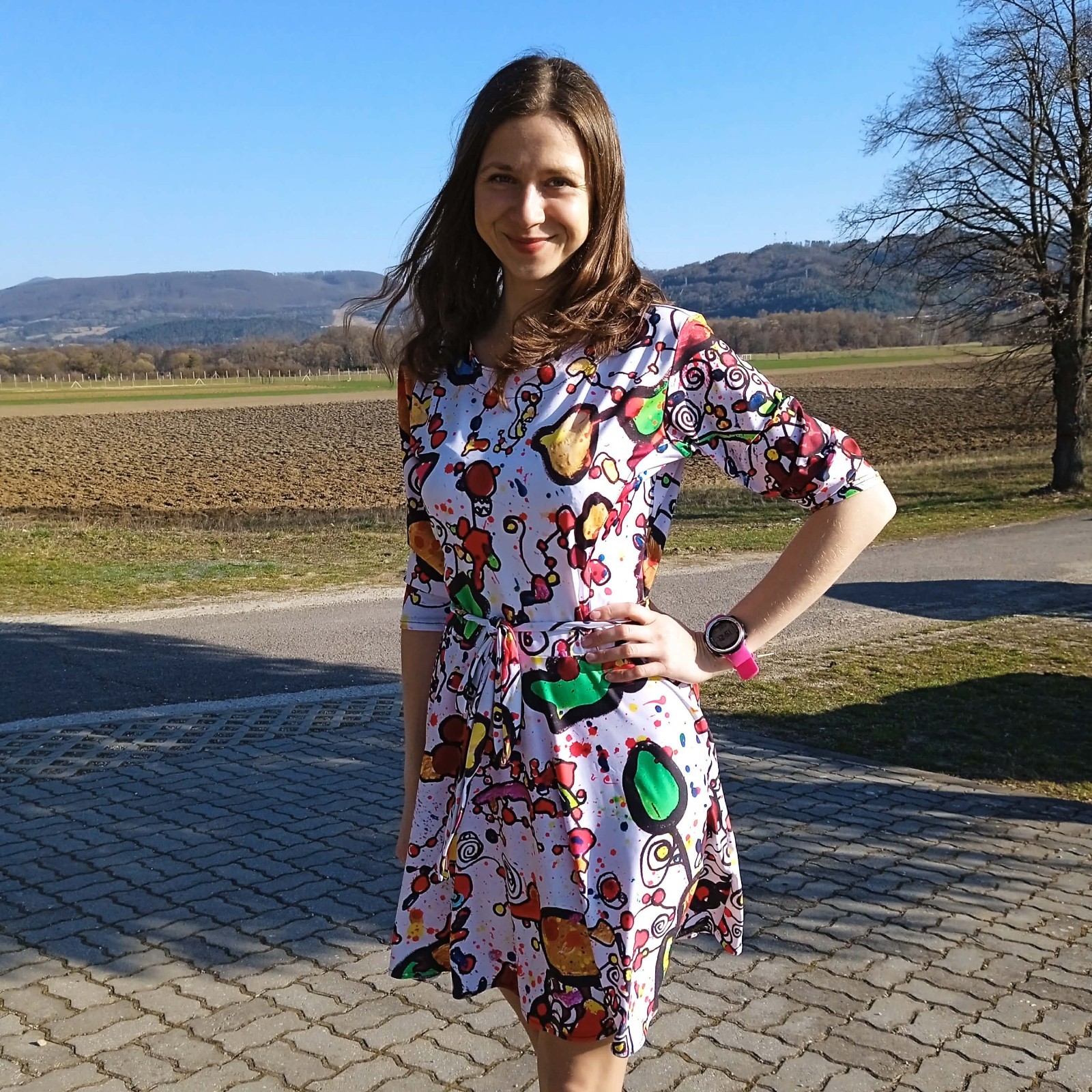 Mini Dress with half sleeves, Elastic, Abstract Size M (US 4-6, EU 36-38) LEMINX