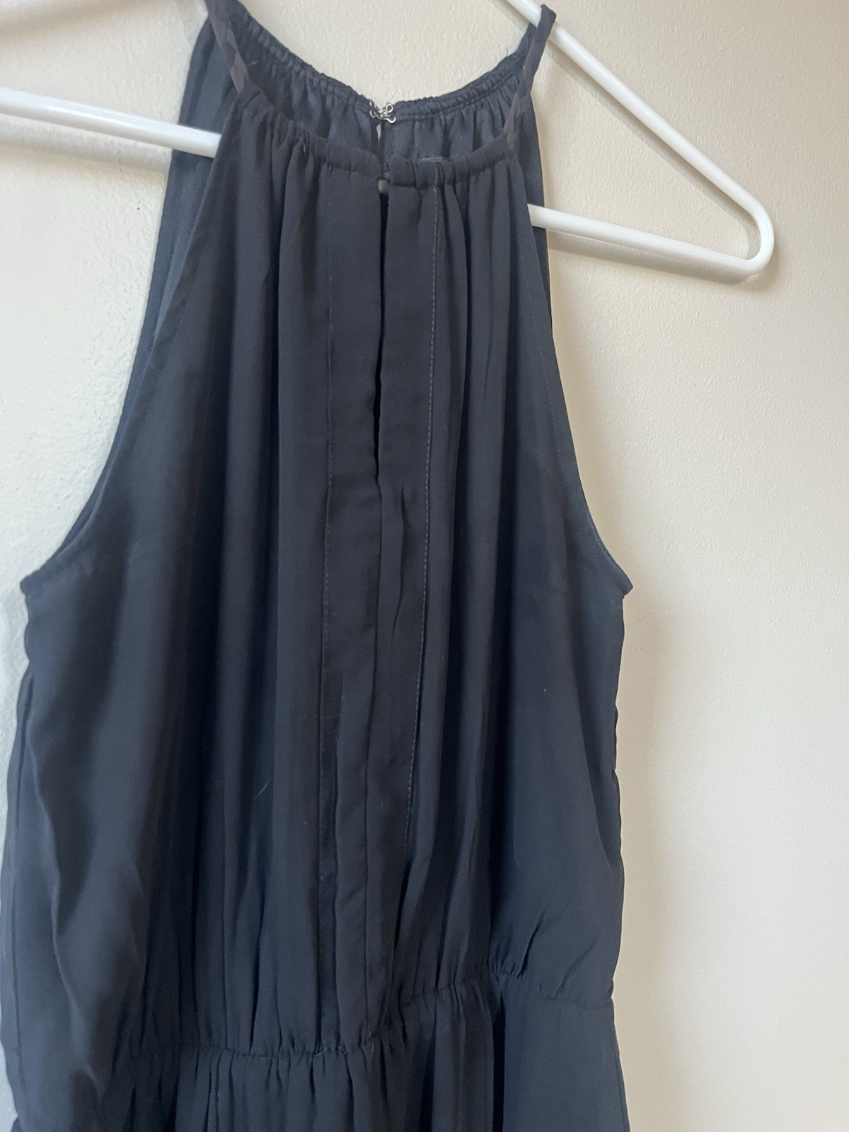 H&M Black Chiffon Halter Neck Knee Length Lined Dress Size 2 Regular Solid