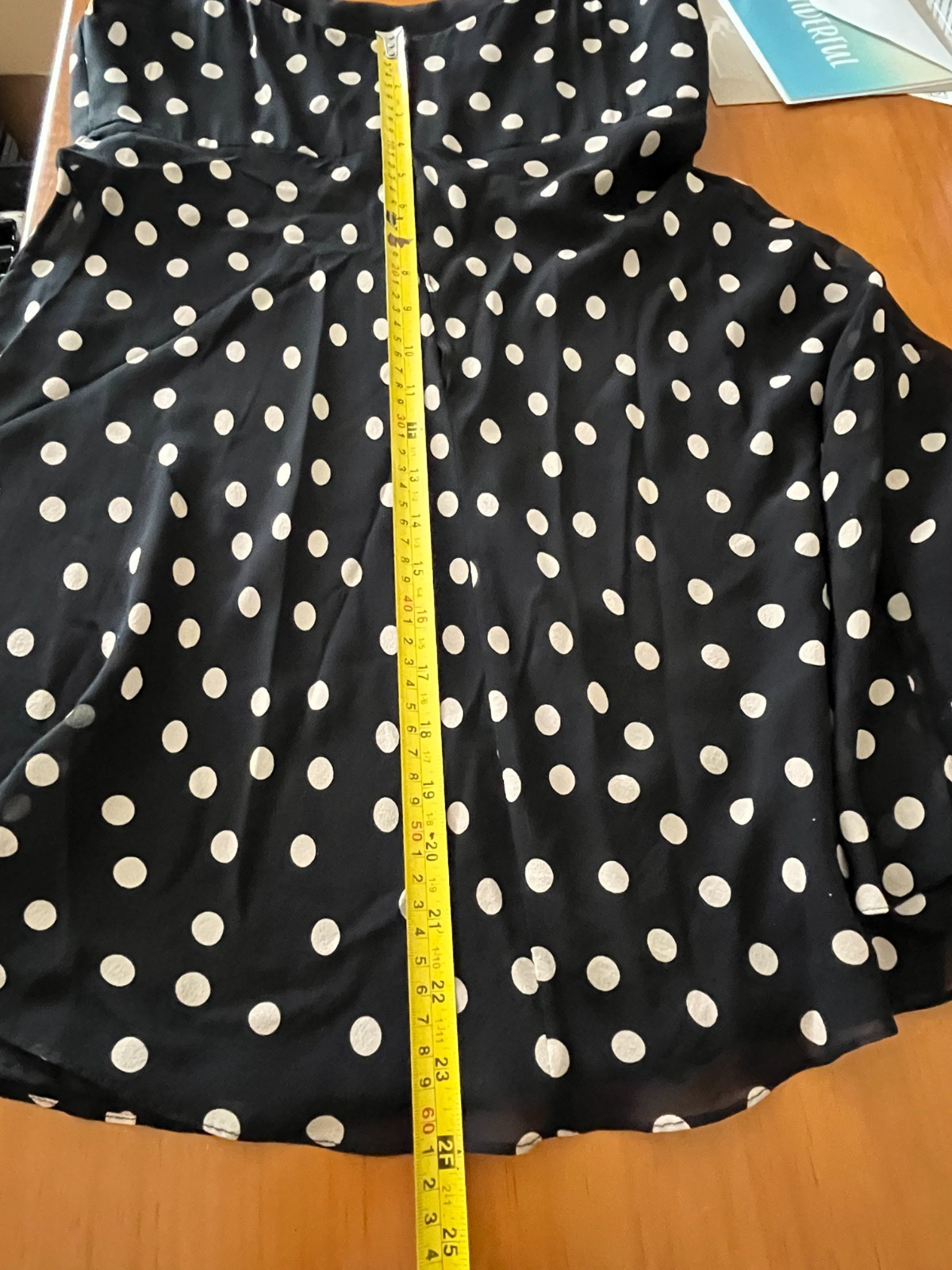UNKNOWN WOMEN’S BLACK & WHITE POLKA DOT RUFFLED FLARE DRESS SZ XS & 88 IN SCARF