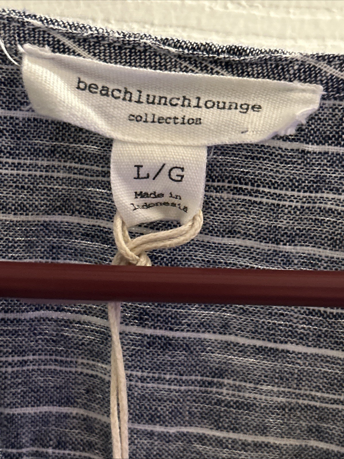 New NWT Beach Lunch Lounge Jolene Indigo Linen Gray Stripe Dress Large