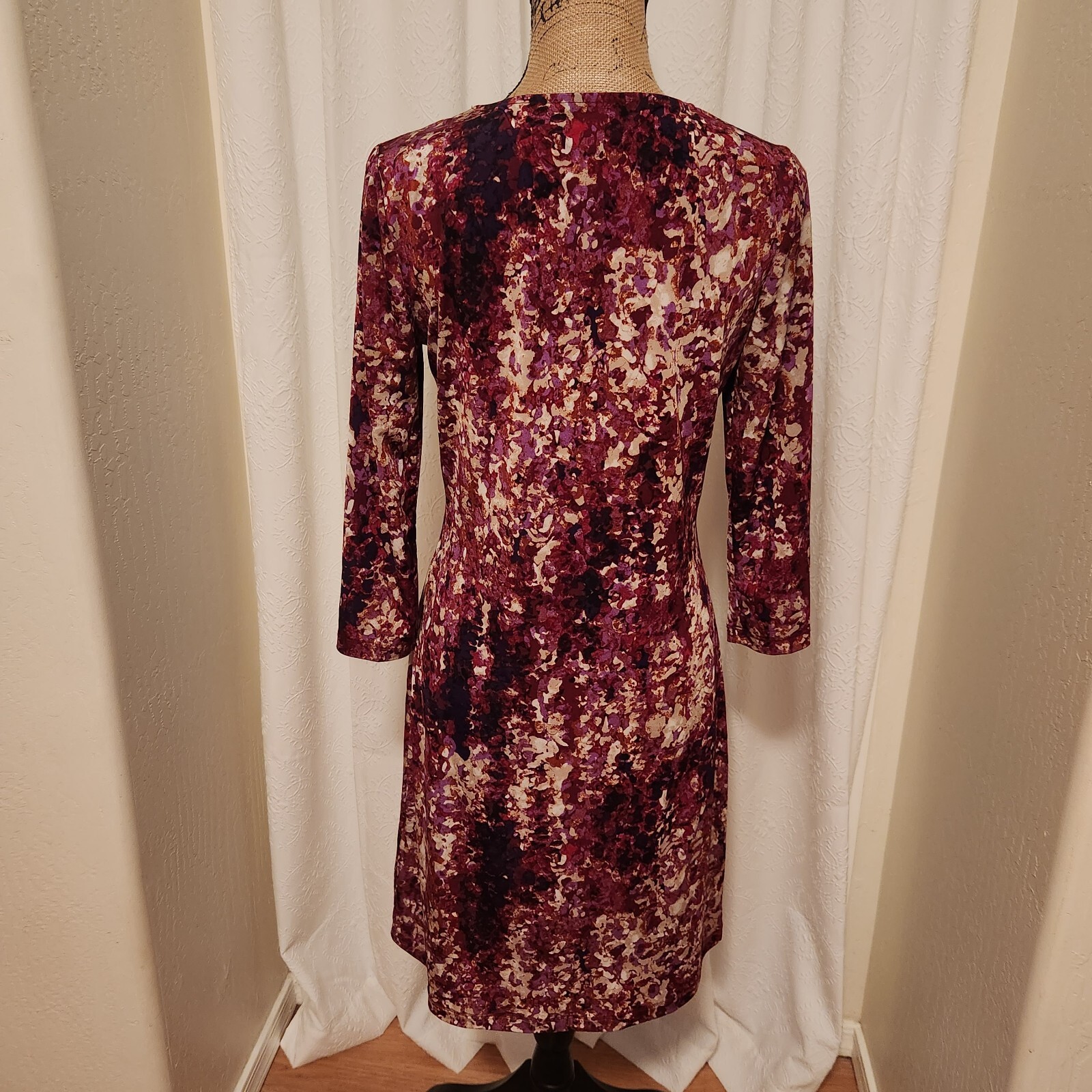 Dana Buchman Women’s S Colorful 3/4 Sleeve Pleated Shift Dress