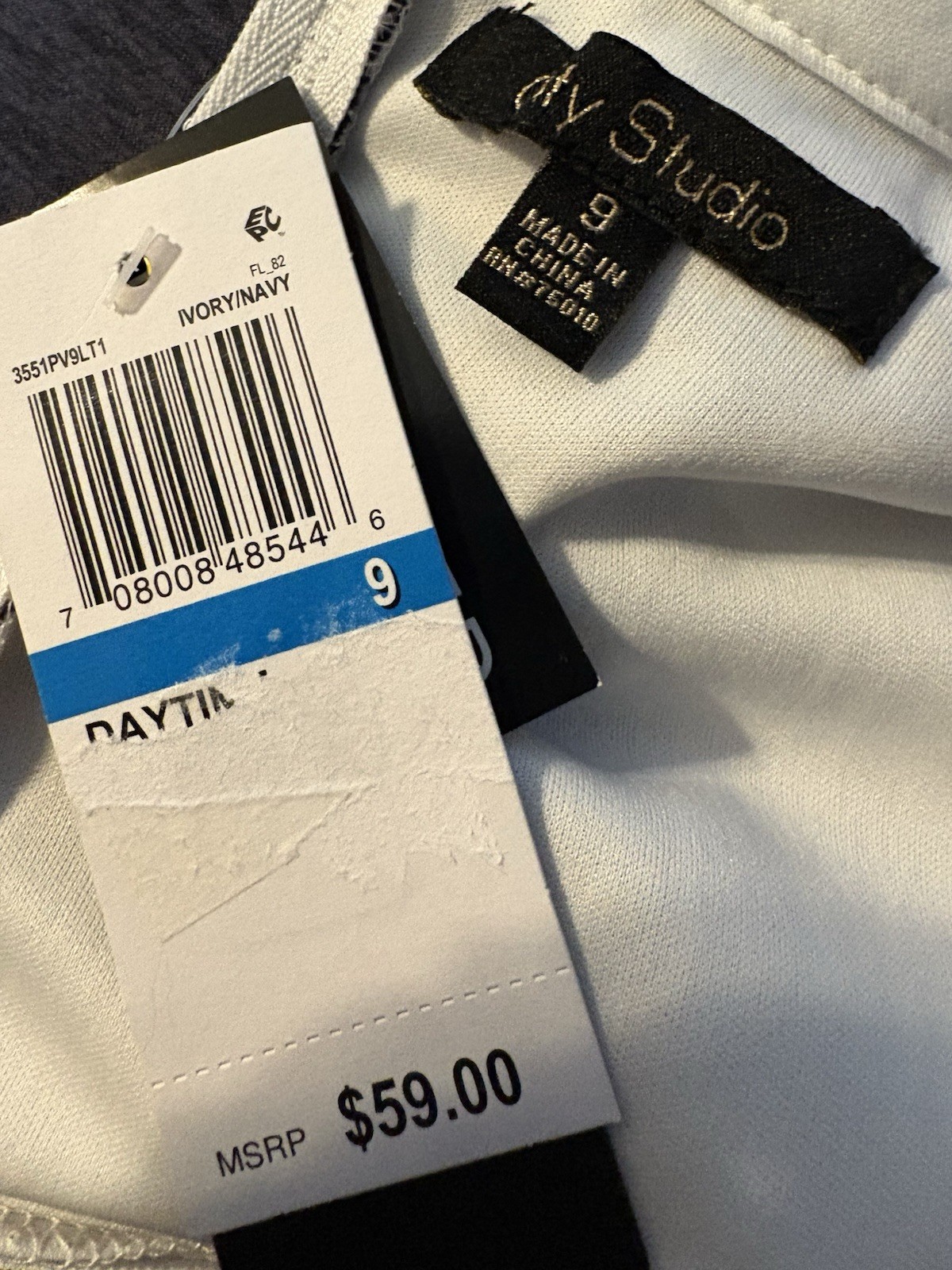 City Studio Lace Dress JR 9 White Navy lace Floral Mock Neck Fit Flare – NWT