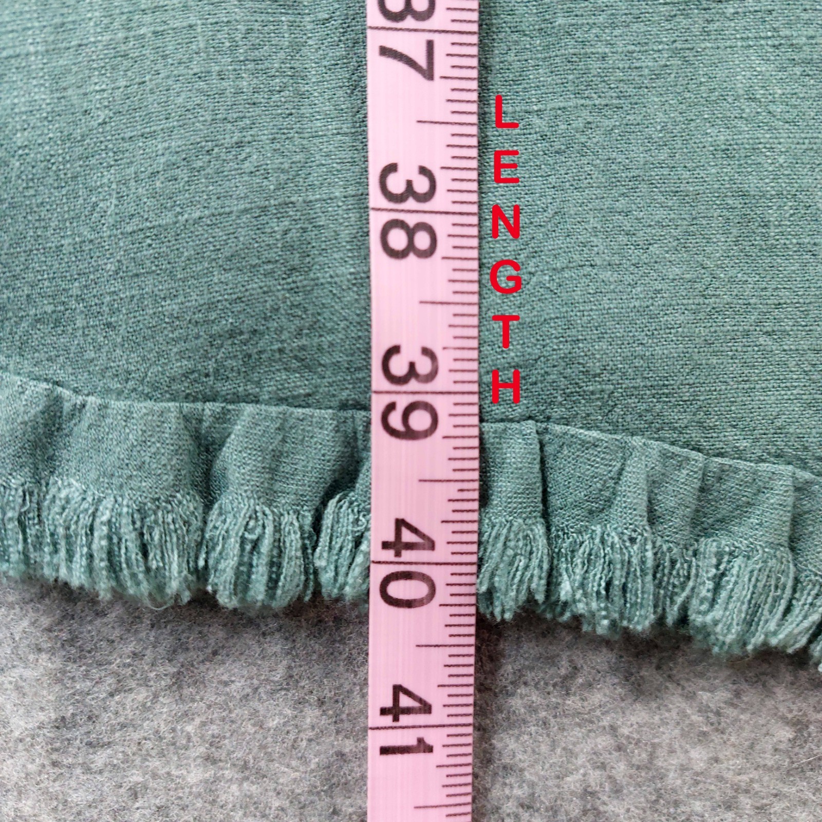 Umgee USA Dress Medium Sage Green Linen Blend Boho Shift Ruffle Hem Pocket