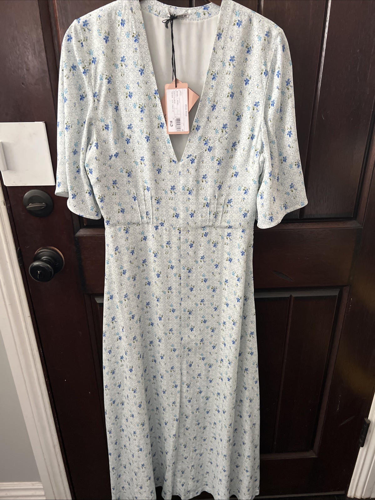 Miu Miu 2021 Sable Floral Maxi Dress Blue Size IT 40/ 4