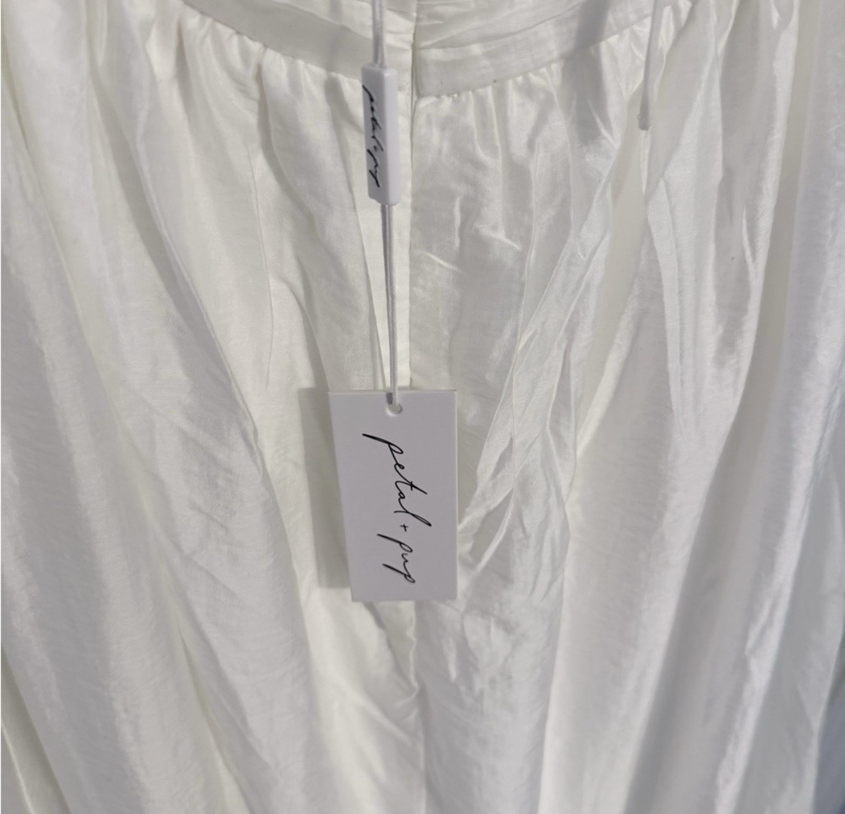 Petal & Pup White V-Neck Lace-Up Tiered Ruffle Maxi Dress Size S
