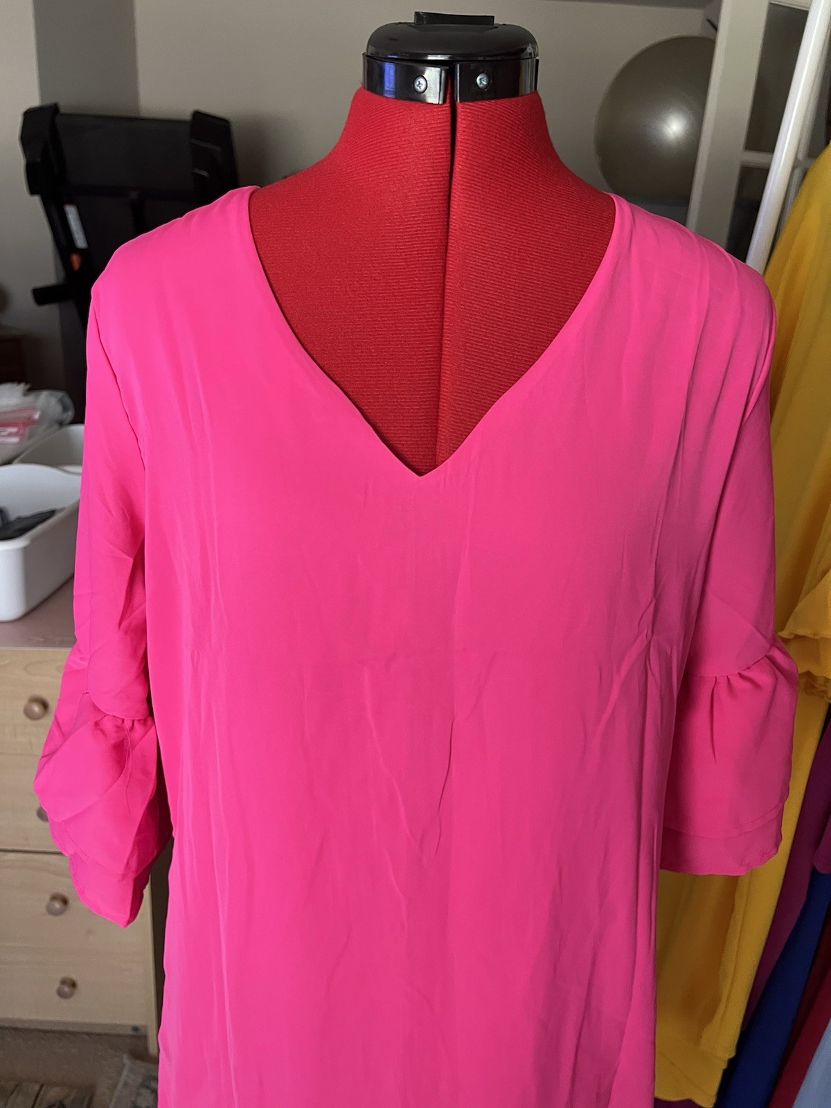 Belongsci Womens Short Ruffle Sleeve Lined Short Dress. Pink. Medium. NWT