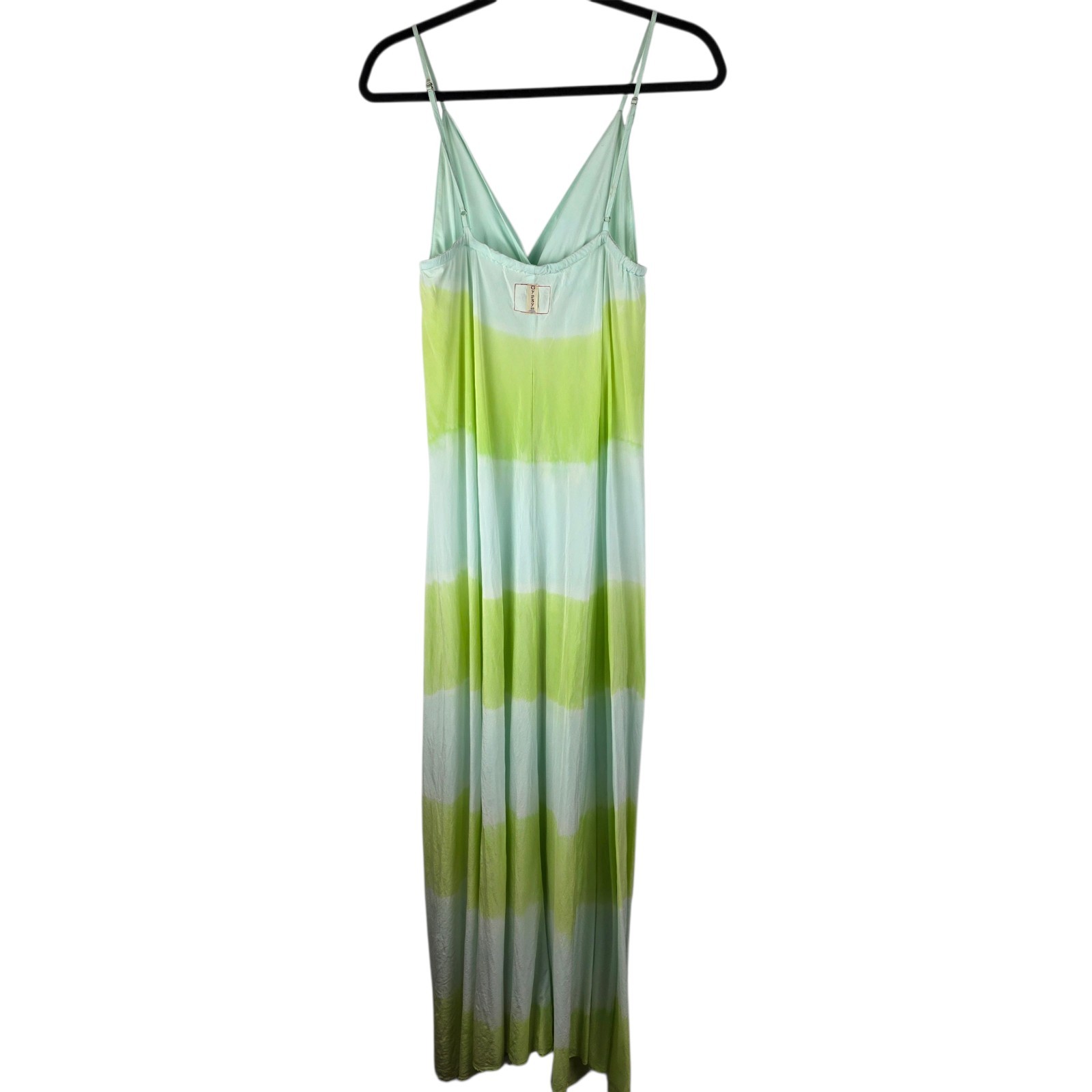 Gypsy 05 100% Silk Mint Green Tie Dye Maxi Sundress M Boho Beachy Resort Wear
