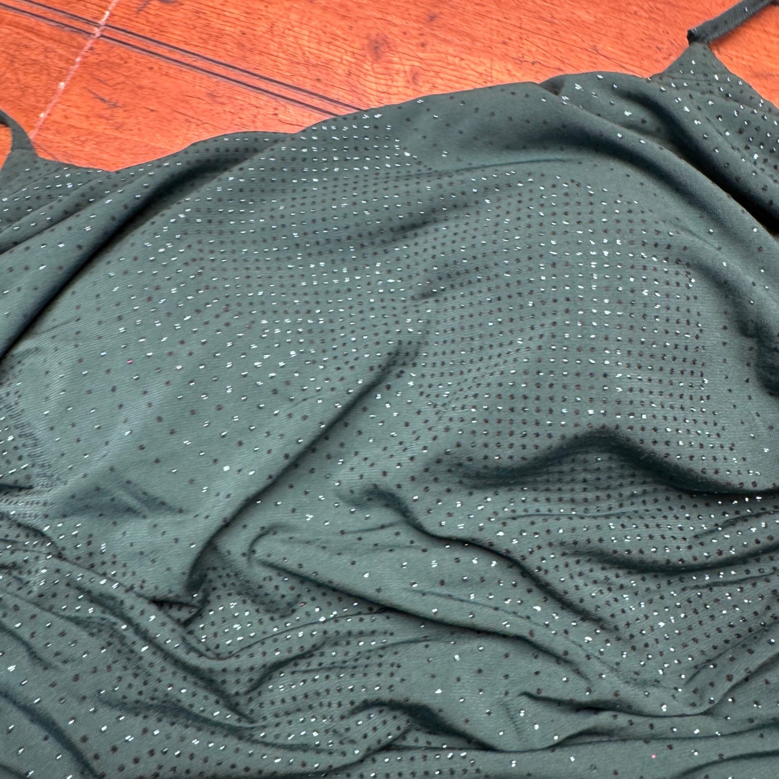 Windsor Emerald Green Glitter Ruched Maxi Dress Side Slit Size S 29203811FS