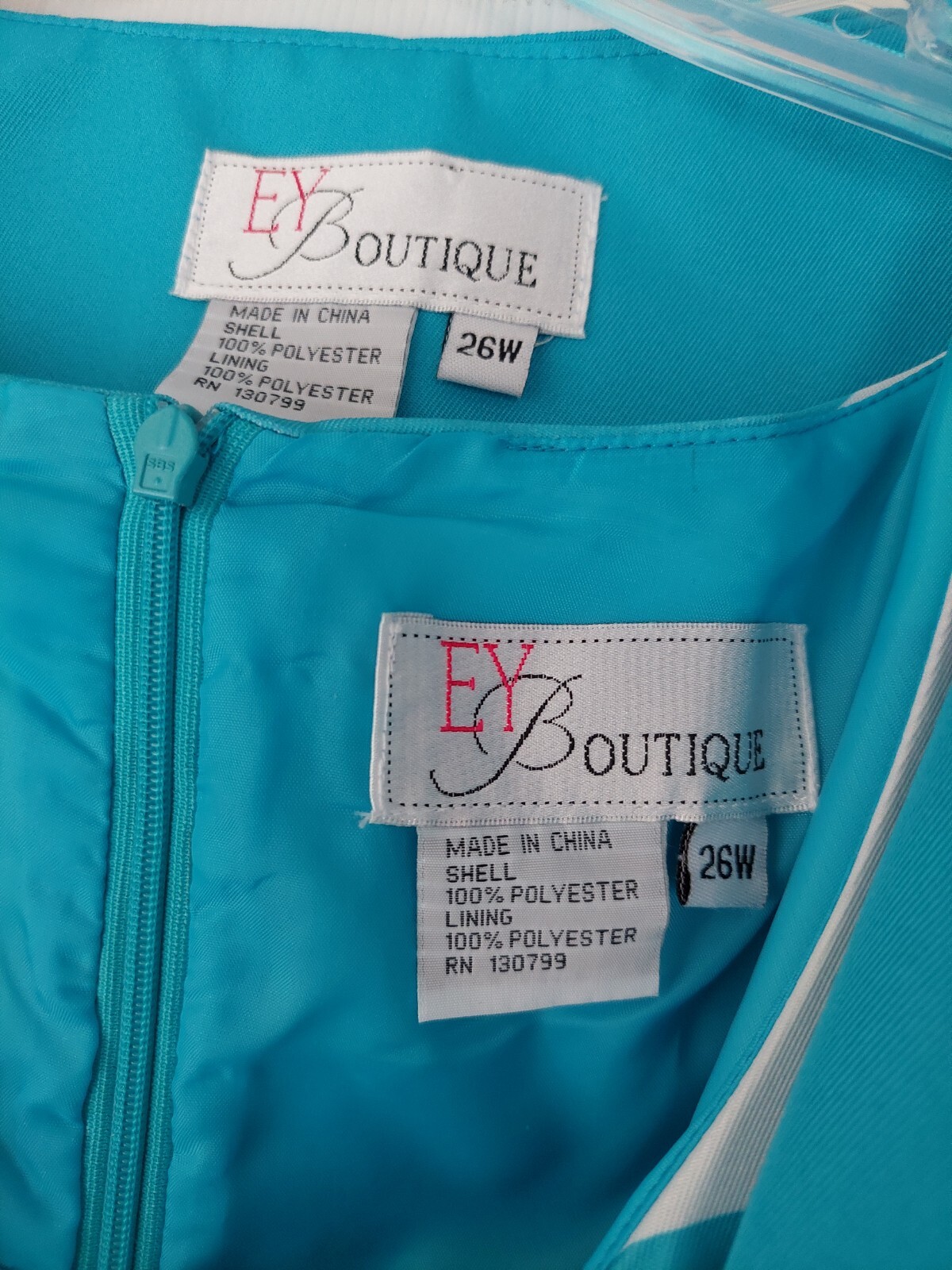 EY BOUTIQUE WomenJacket w/White/Blue Sleeveless Dress 👗 2 Pieces Plus Size 26W