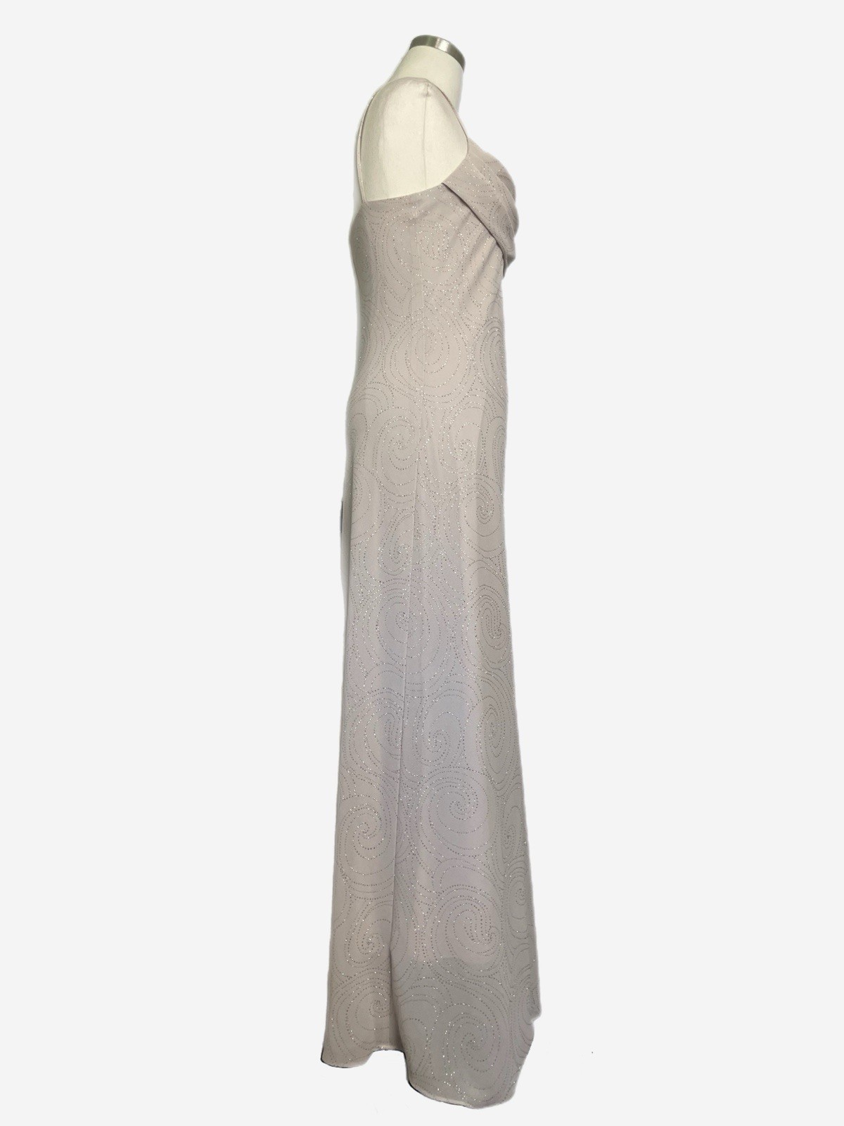 Vintage Y2K Karina Nites Champagne tan glitter swirl maxi gown bridesmaid prom M