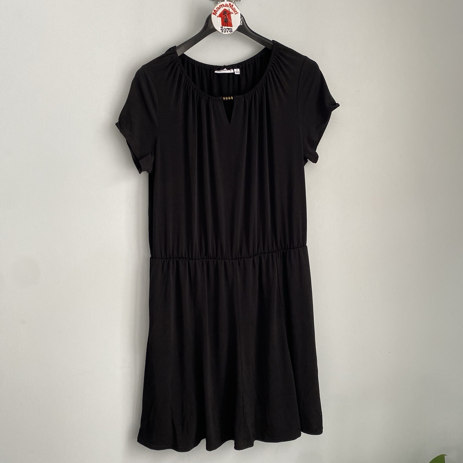 NEW Susan Graver Regular Liquid Knit Romper Dress Black Cap Sleeve Plus Size 1X
