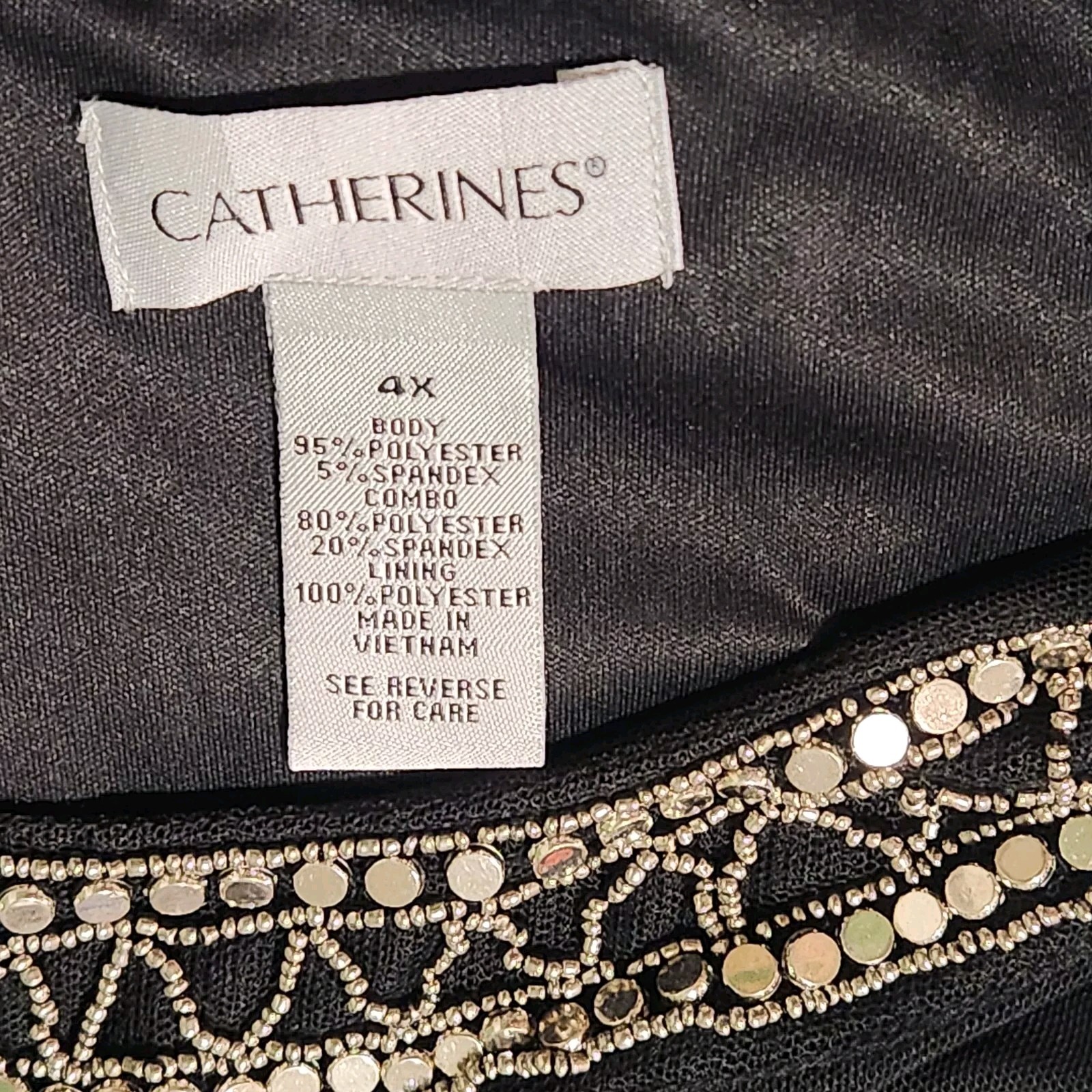 Catherines Women’s 4X Blue Colorful Sleeveless Beaded Neck Shift Dress