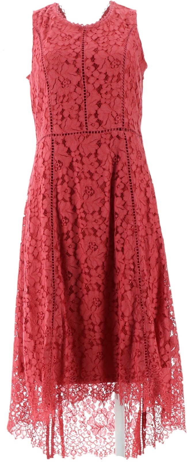 Isaac Mizrahi Petite Hi-Low Lace Maxi Dress Desert Rose PXS NWOT (810)