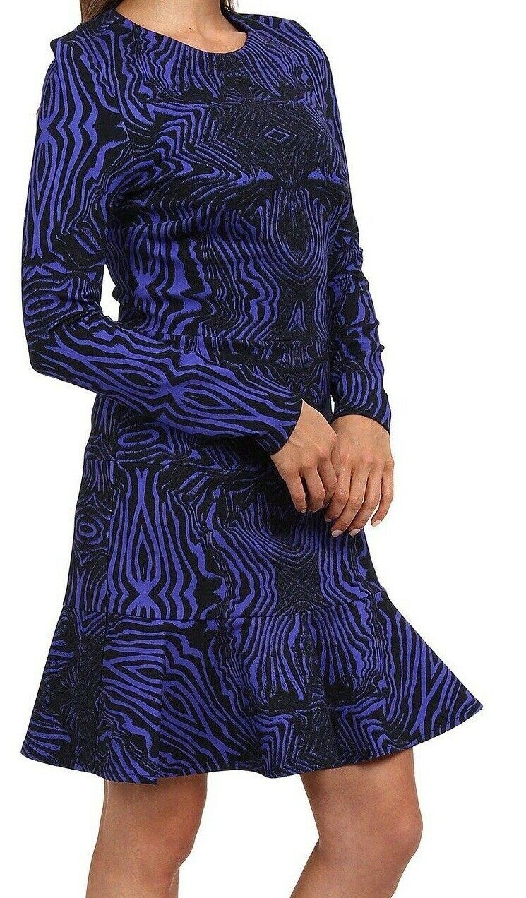 Nicole Miller Women’s 241006 Tidal Tiger Long Sleeve Flippy Dress Size S