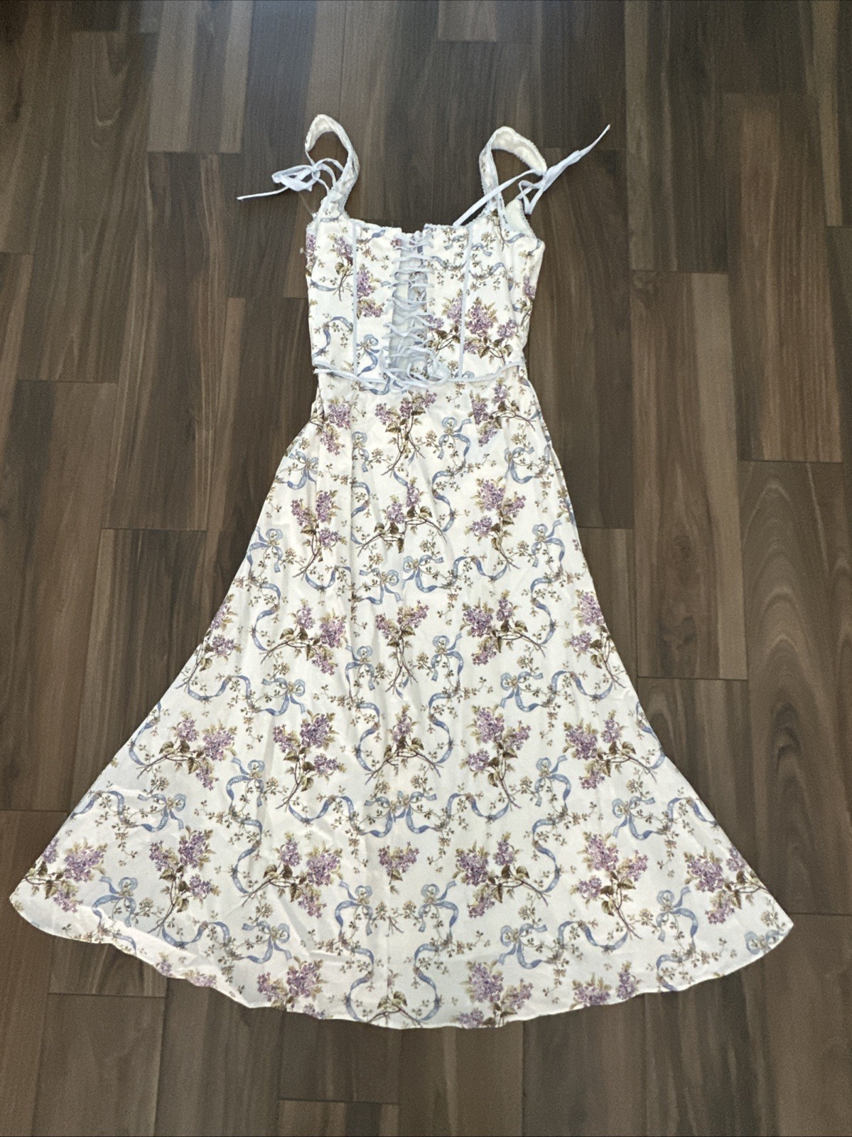 House Of CB DIONNE Off White Floral Print Cotton Midi Dress Size – S