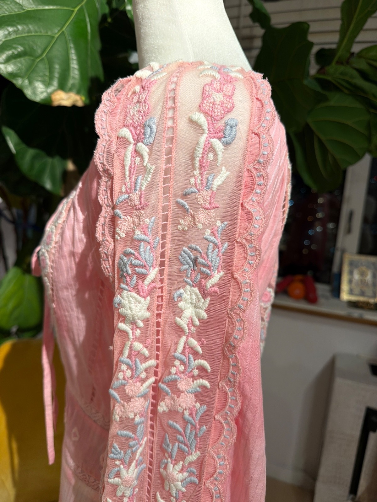 Womens Love Shack Fancy Natasha Heritage Mini Dress – size Small – Pink