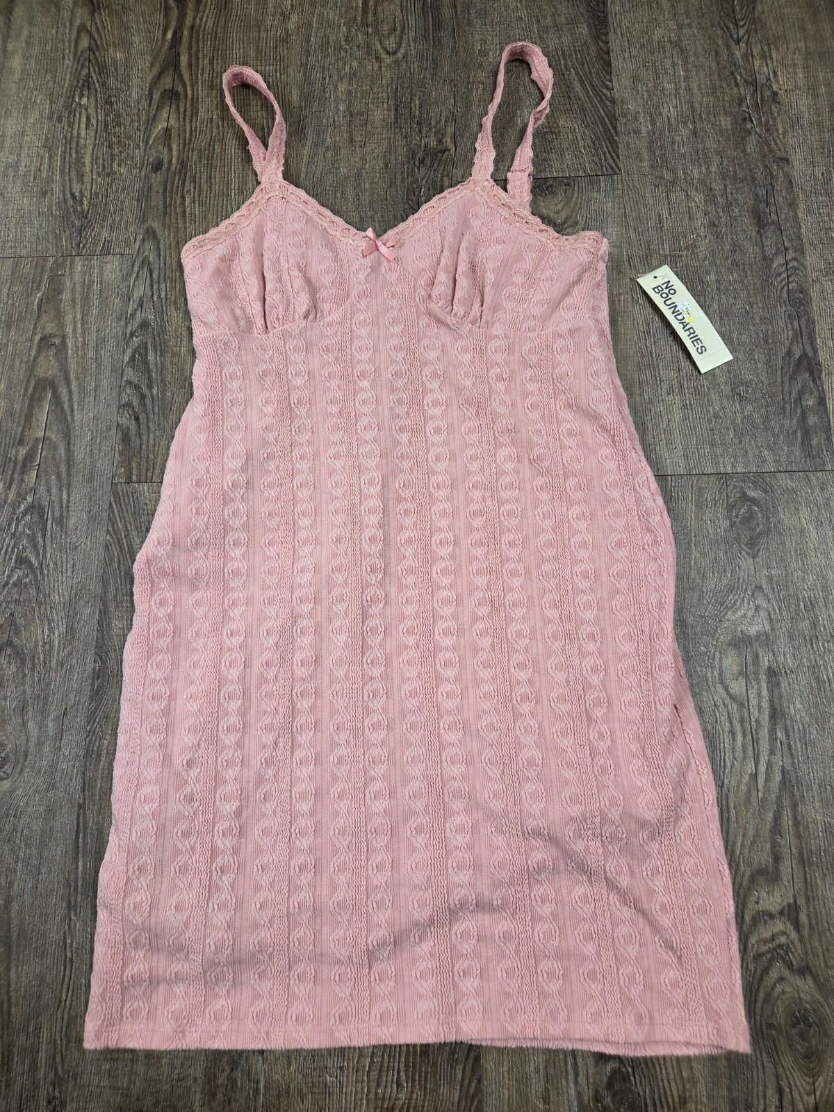 No Boundaries Cable Knit Mini Dress with Lace Trim Dusty Rose Pink NWT Large
