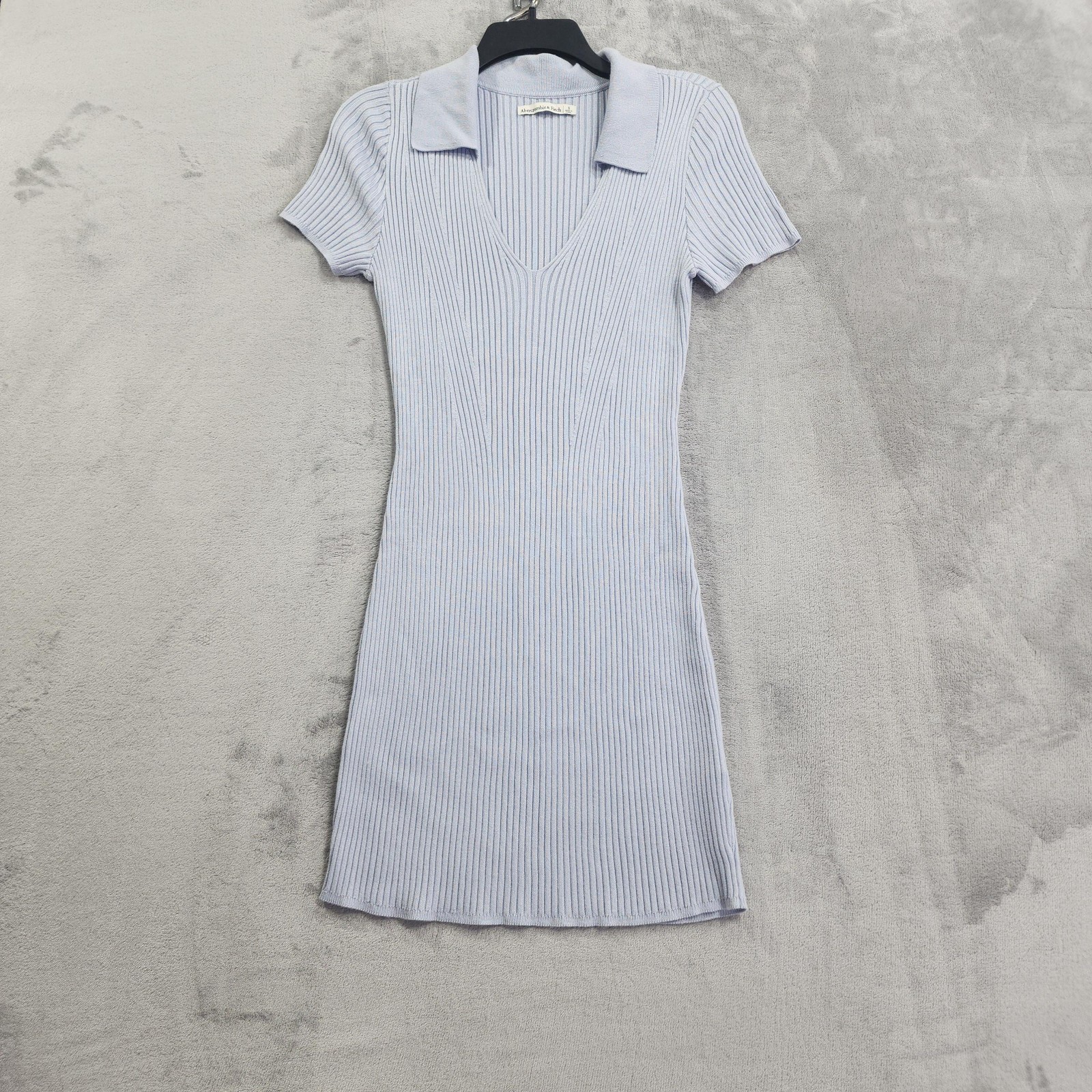 Abercrombie & Fitch Dress Womens S Blue Ribbed Collared Short Sleeve Polo Mini