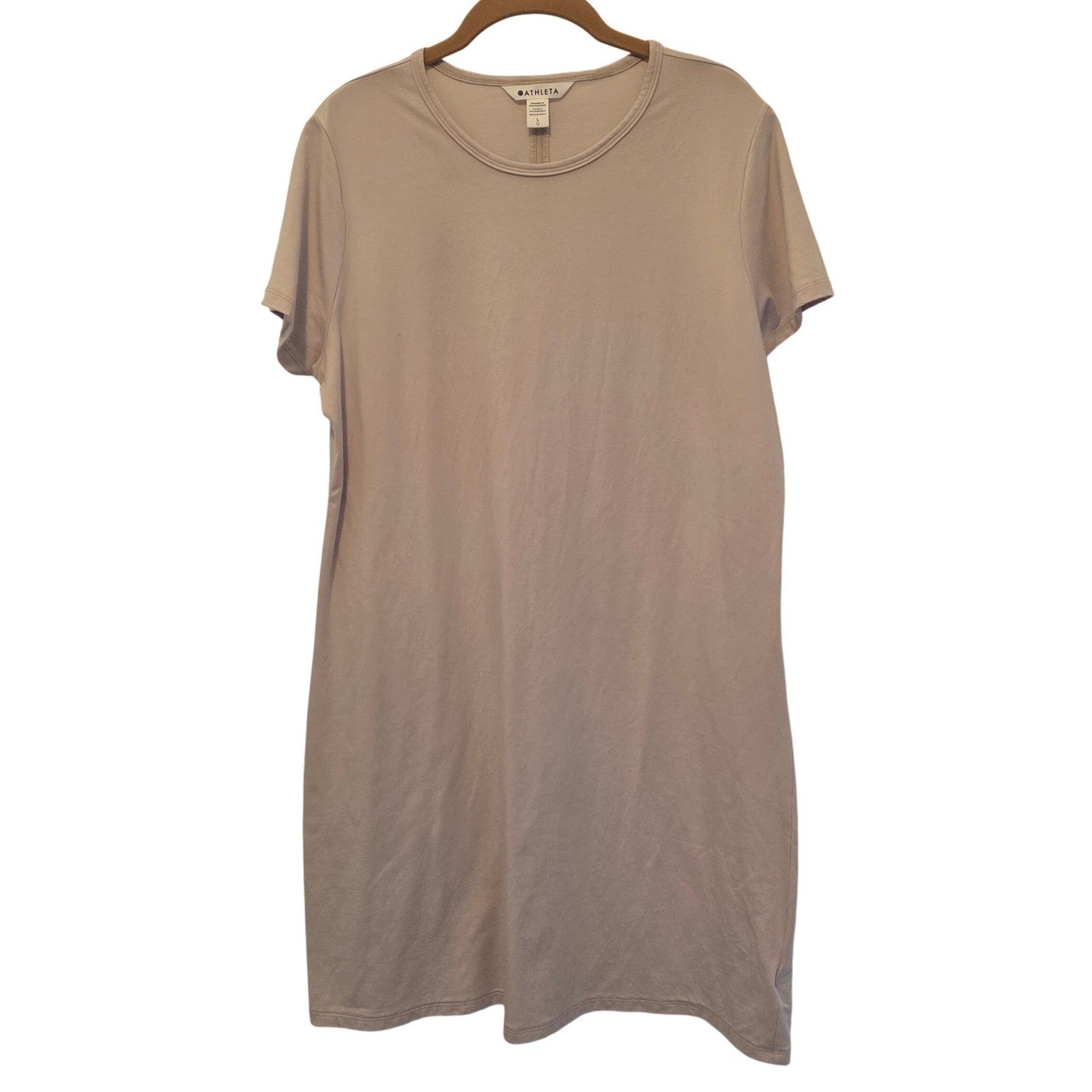 Athleta Womens Tan Supima Cotton Spandex T-Shirt Dress Large 842888-04