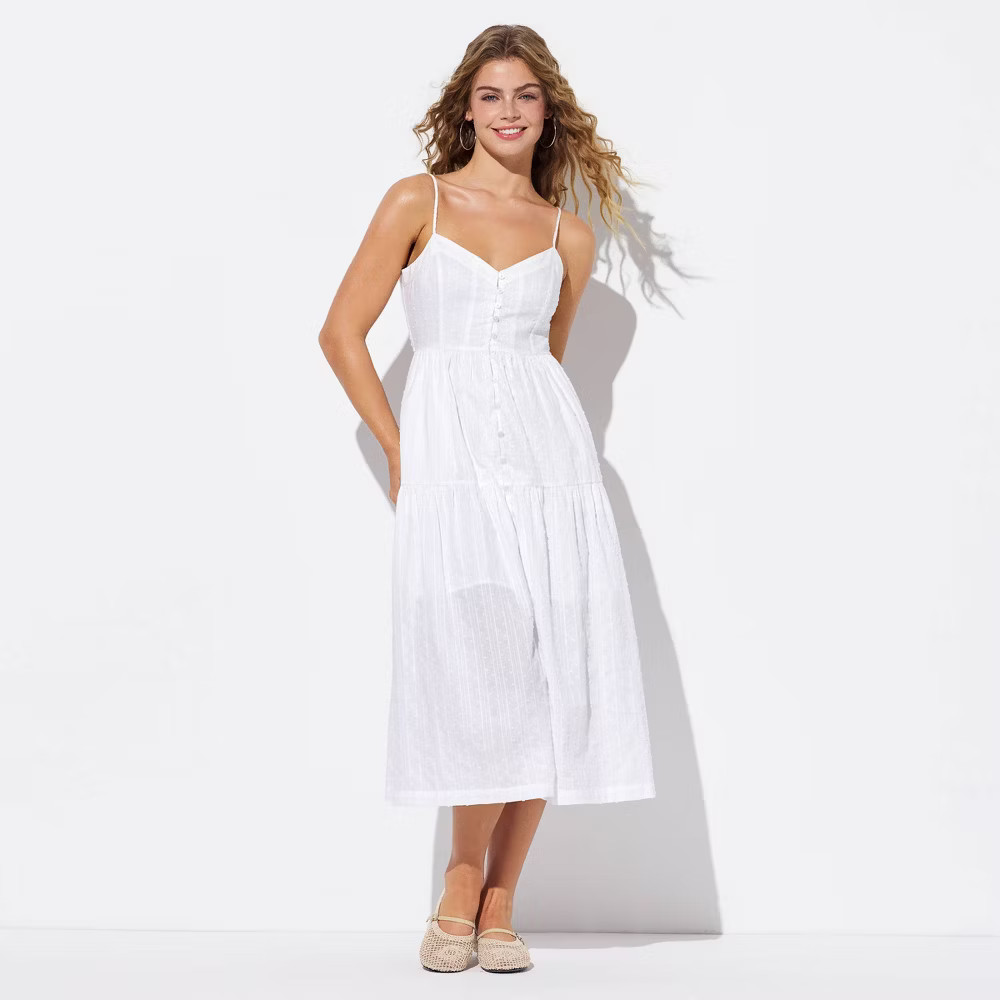 Women Button-Front Tiered A-Line Dress – Wild Fable