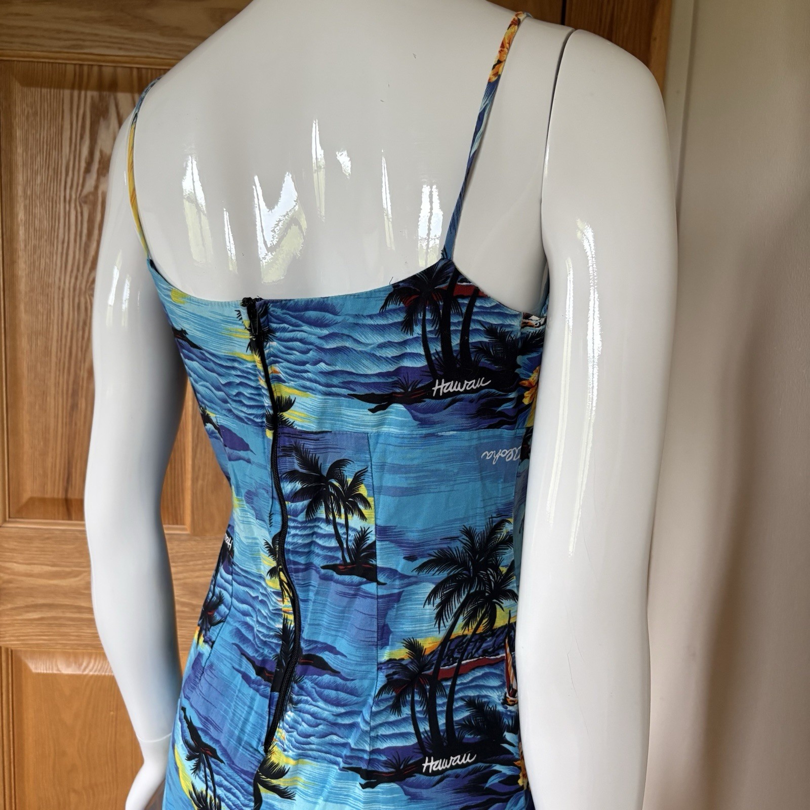 Royal Creations Style Hawaii Aloha Tropical Sunset Print Mini Dress Blue