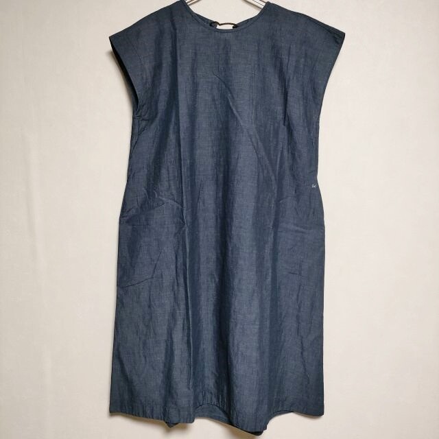 45R/45rpm Indigo cotton linen brush eyes DRESS dress Navy 3-0524S∞