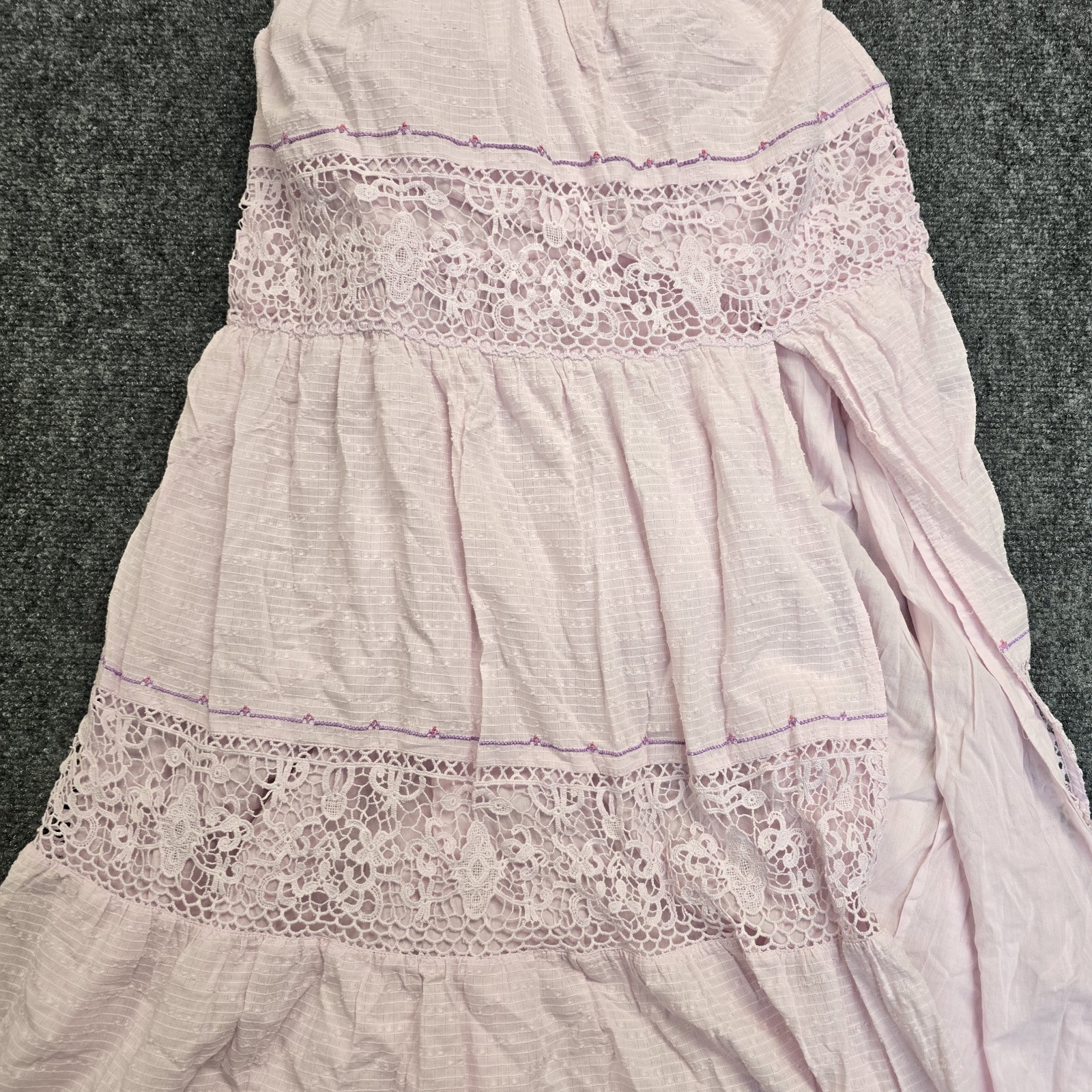 LoveShackFancy Lace Cottagecore Womens Floral Embroidered Maxi Embroidered Dress
