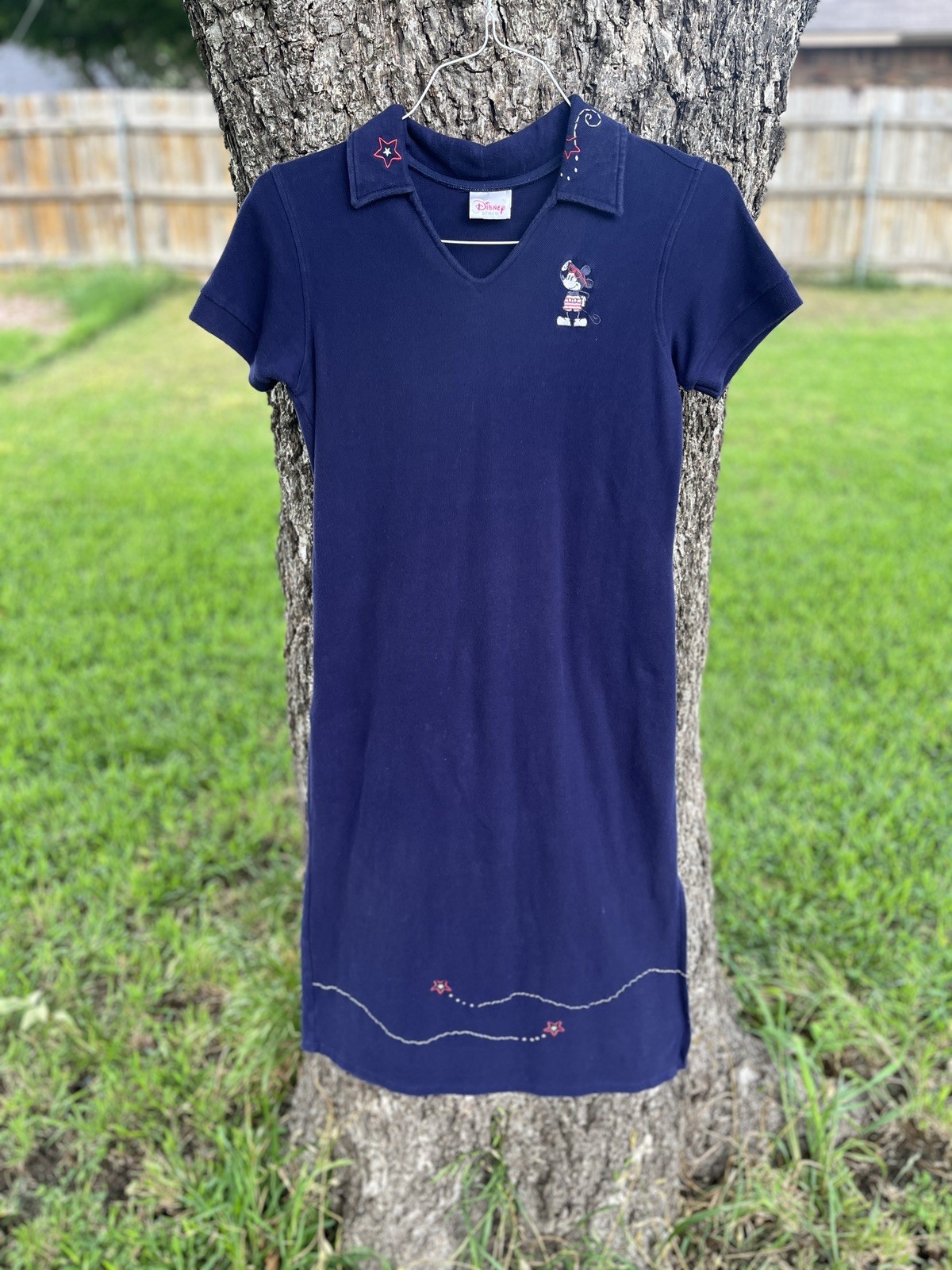 Disney Mickey Mouse Vintage Embroidered Collared Shirt Dress