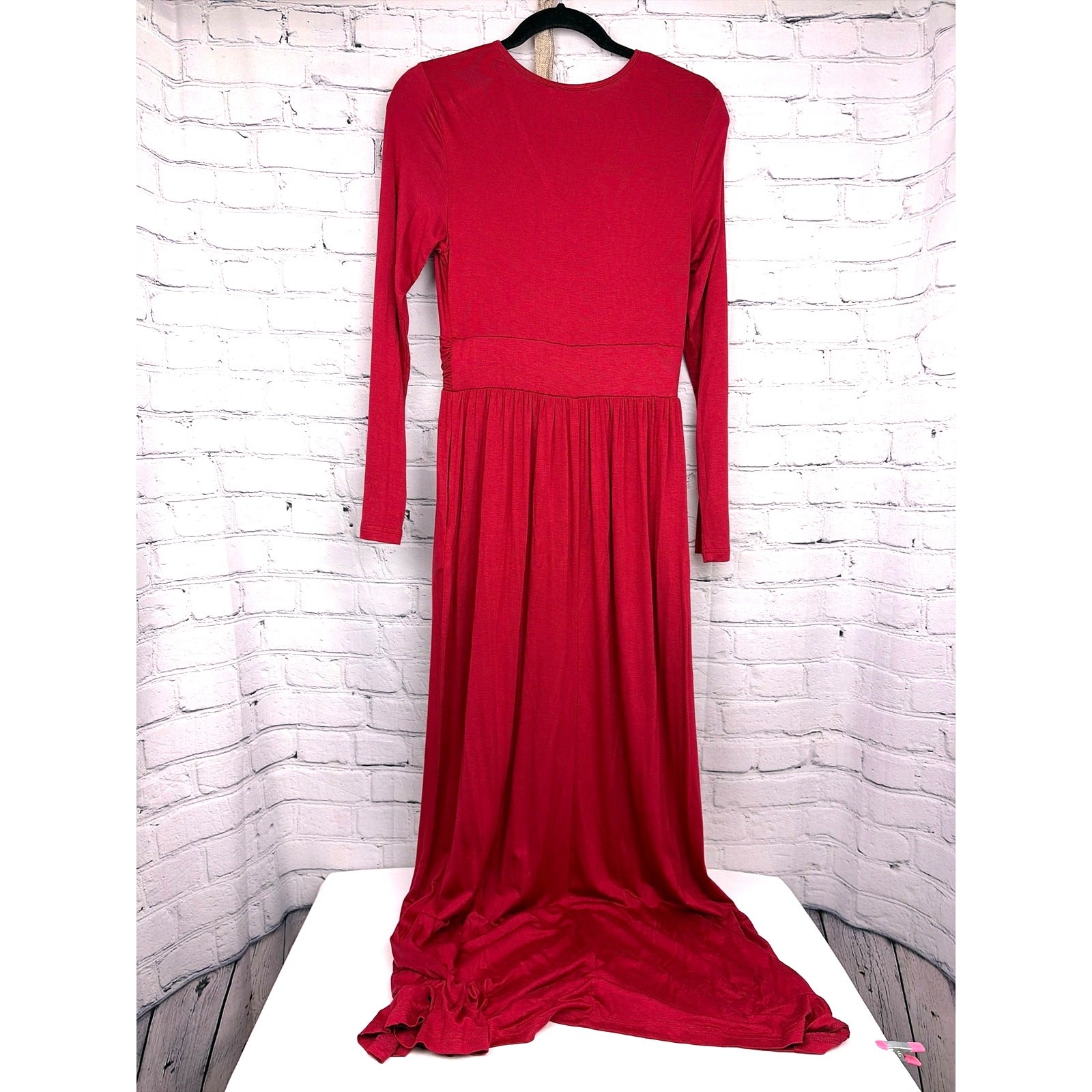 Ouges Boho Romantic Elegant Casual Wrap Neck Flowy Empire Waist Maxi Dress M