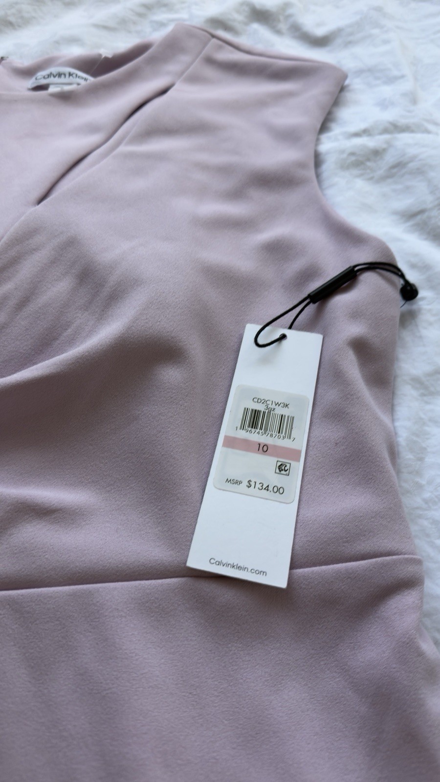 NWT Calvin Klein Blush Pink Sheath Dress Side Tie Detail Size 10 MSRP $134