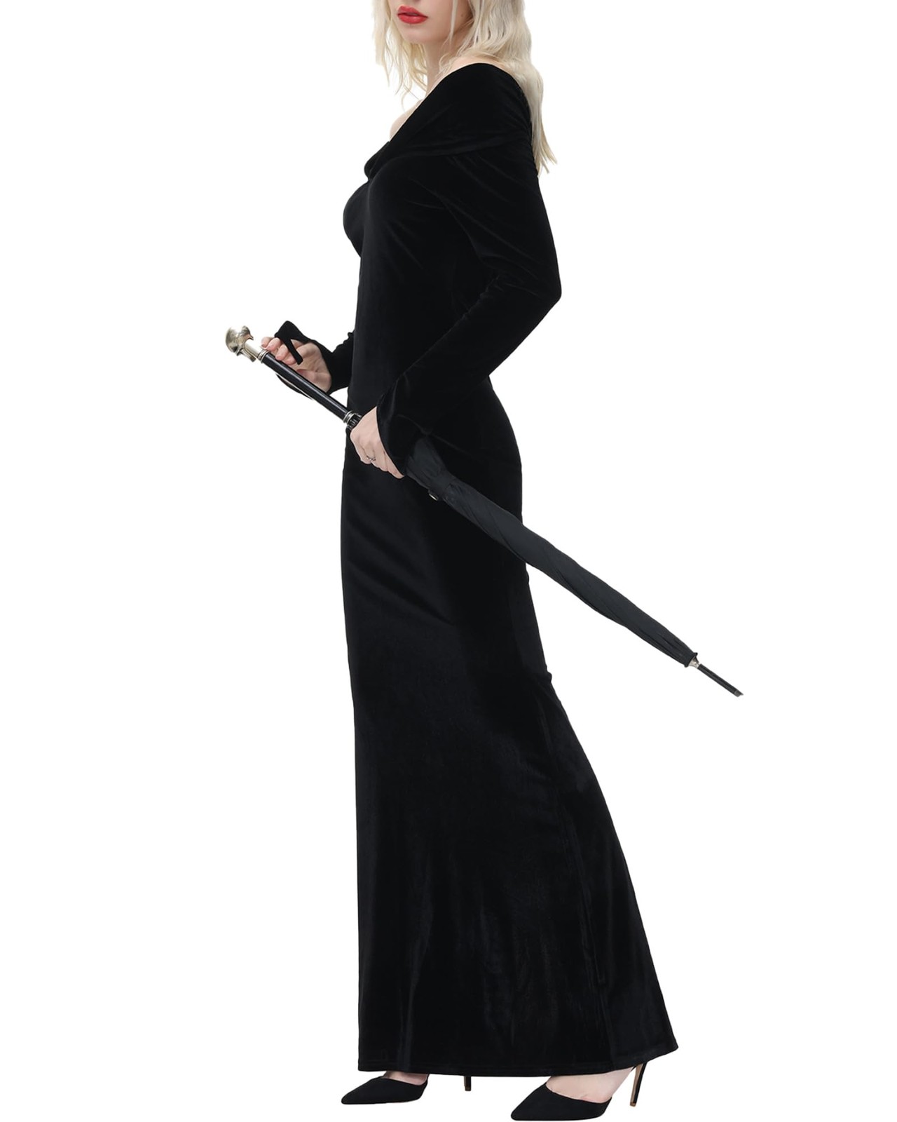 NANAMEEI Halloween Costume Dress Womens Cosplay Party Festival Gown Black 2XL C